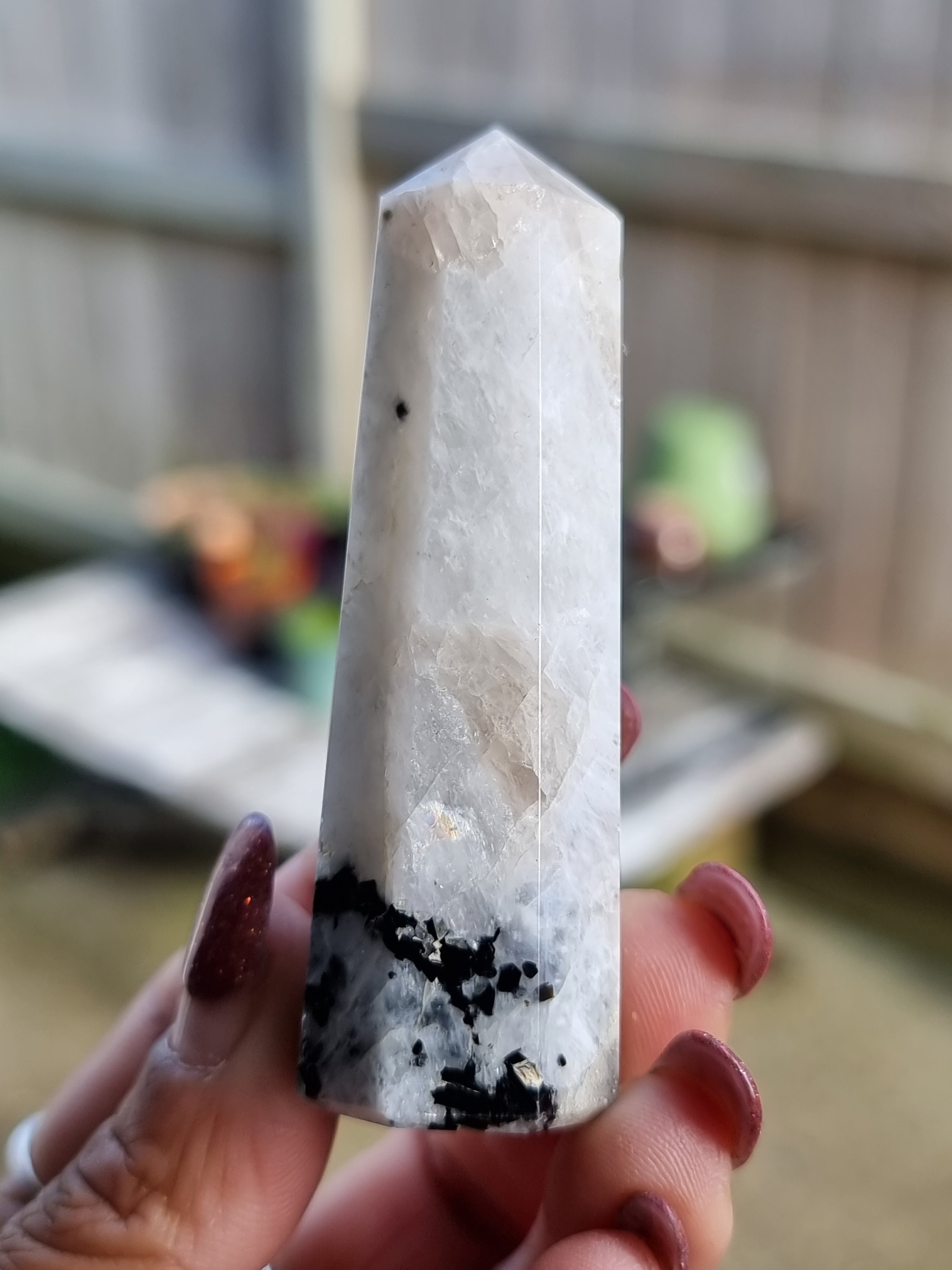 Rainbow Moonstone Point