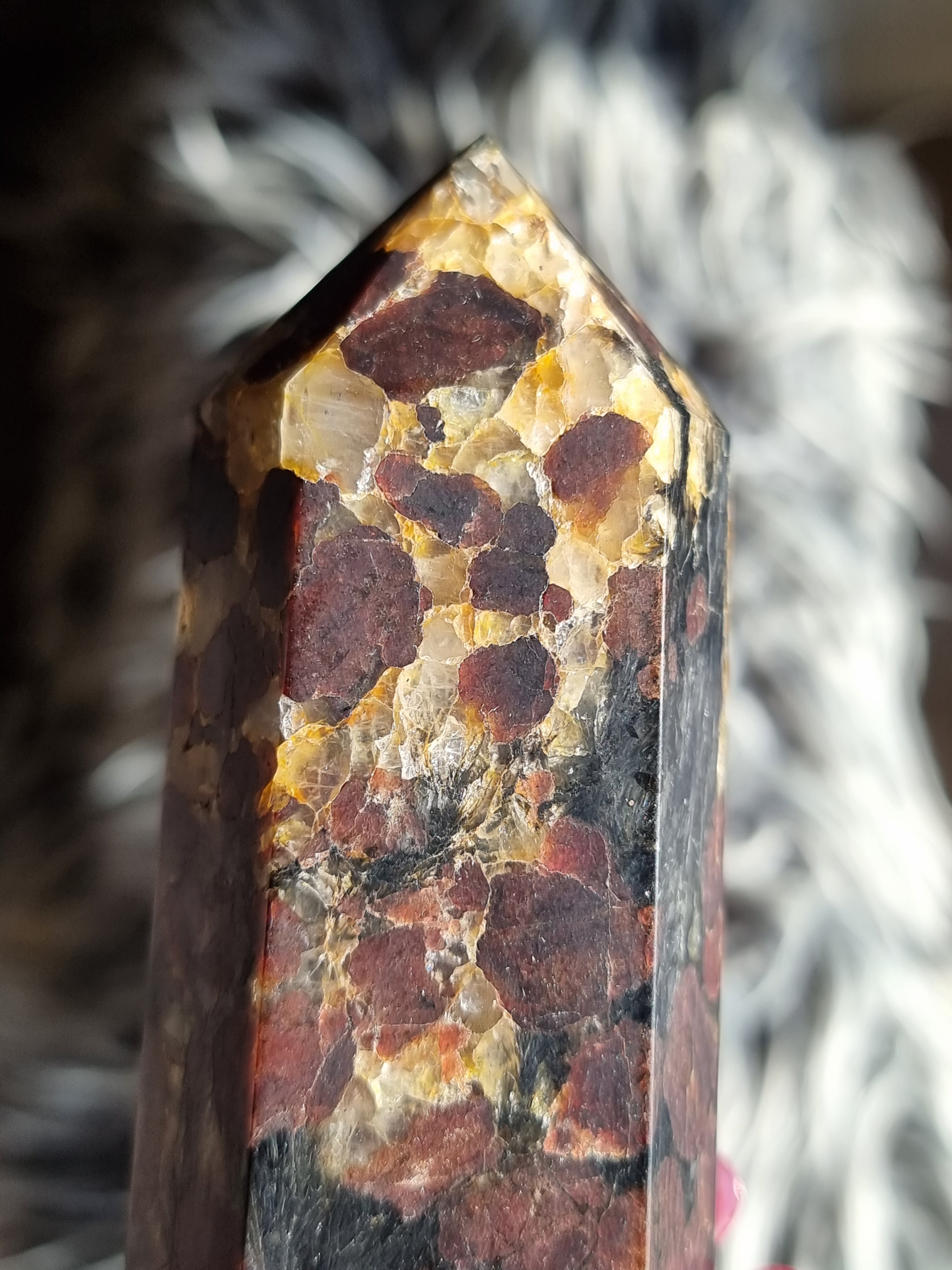 Garnet in Limestone Tower