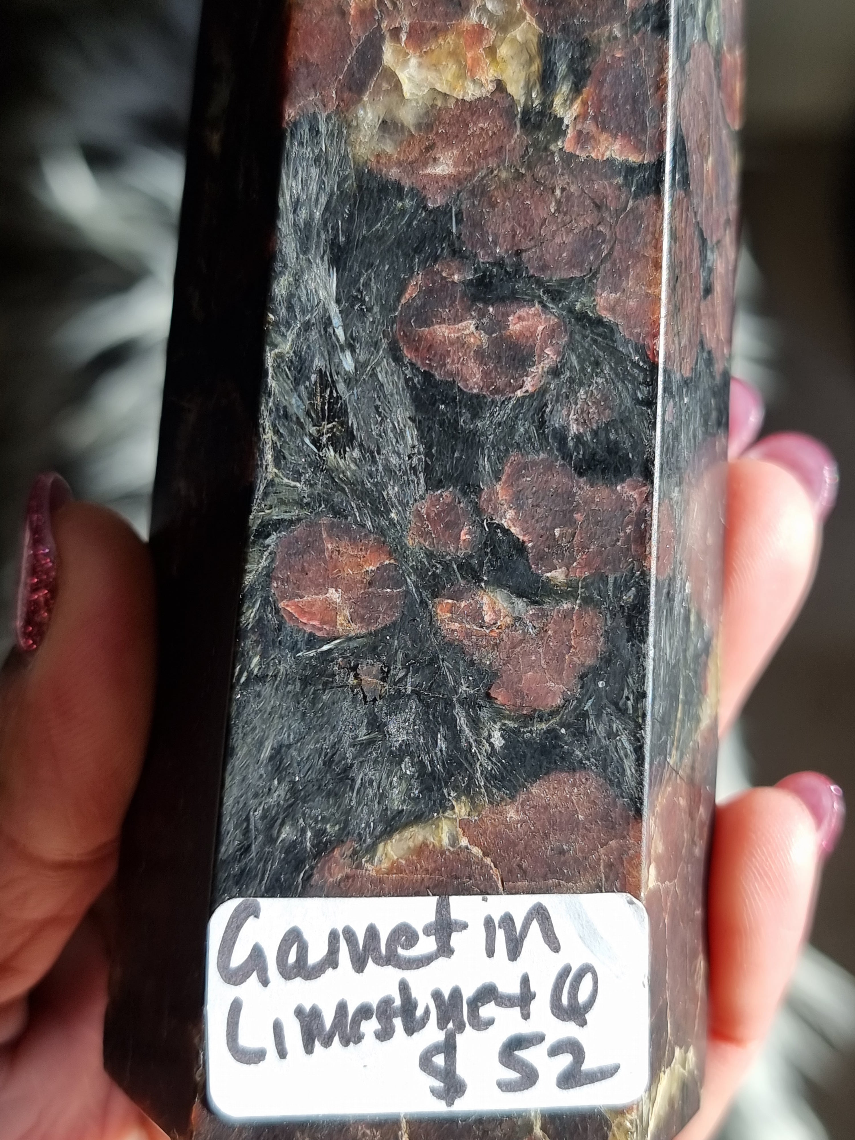 Garnet in Limestone Tower