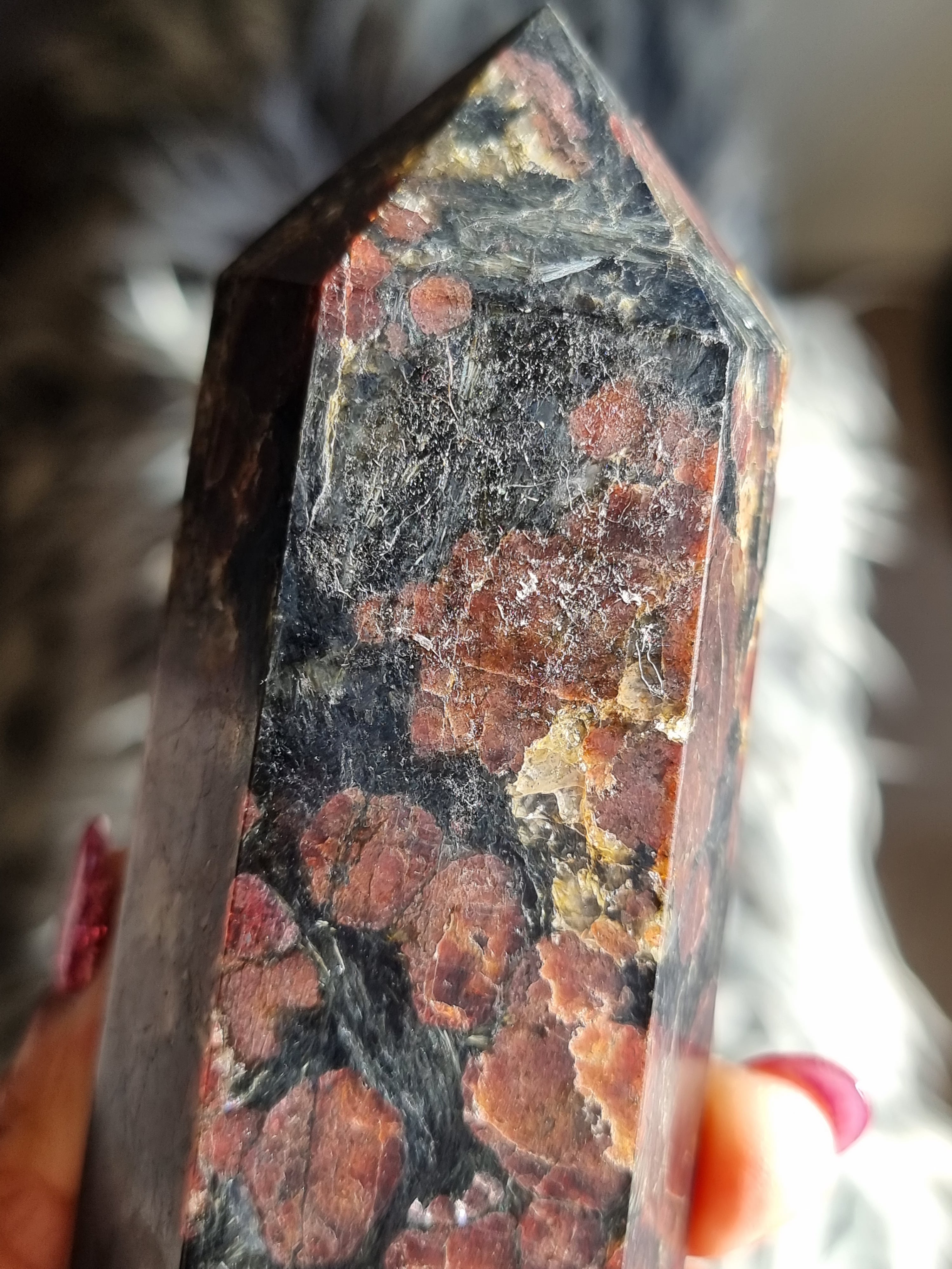 Garnet in Limestone Tower