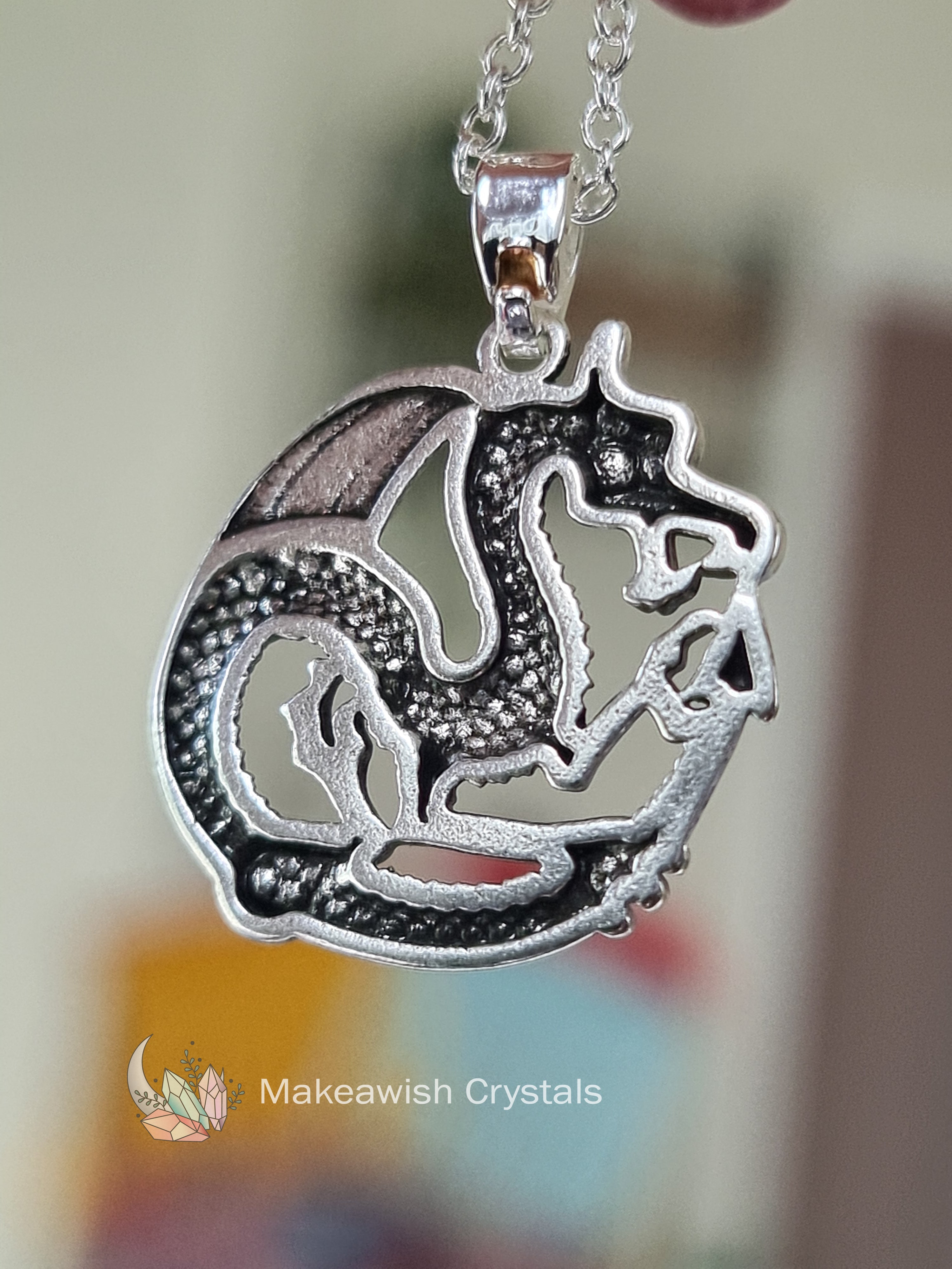 Silver Dragon Pendant Necklace