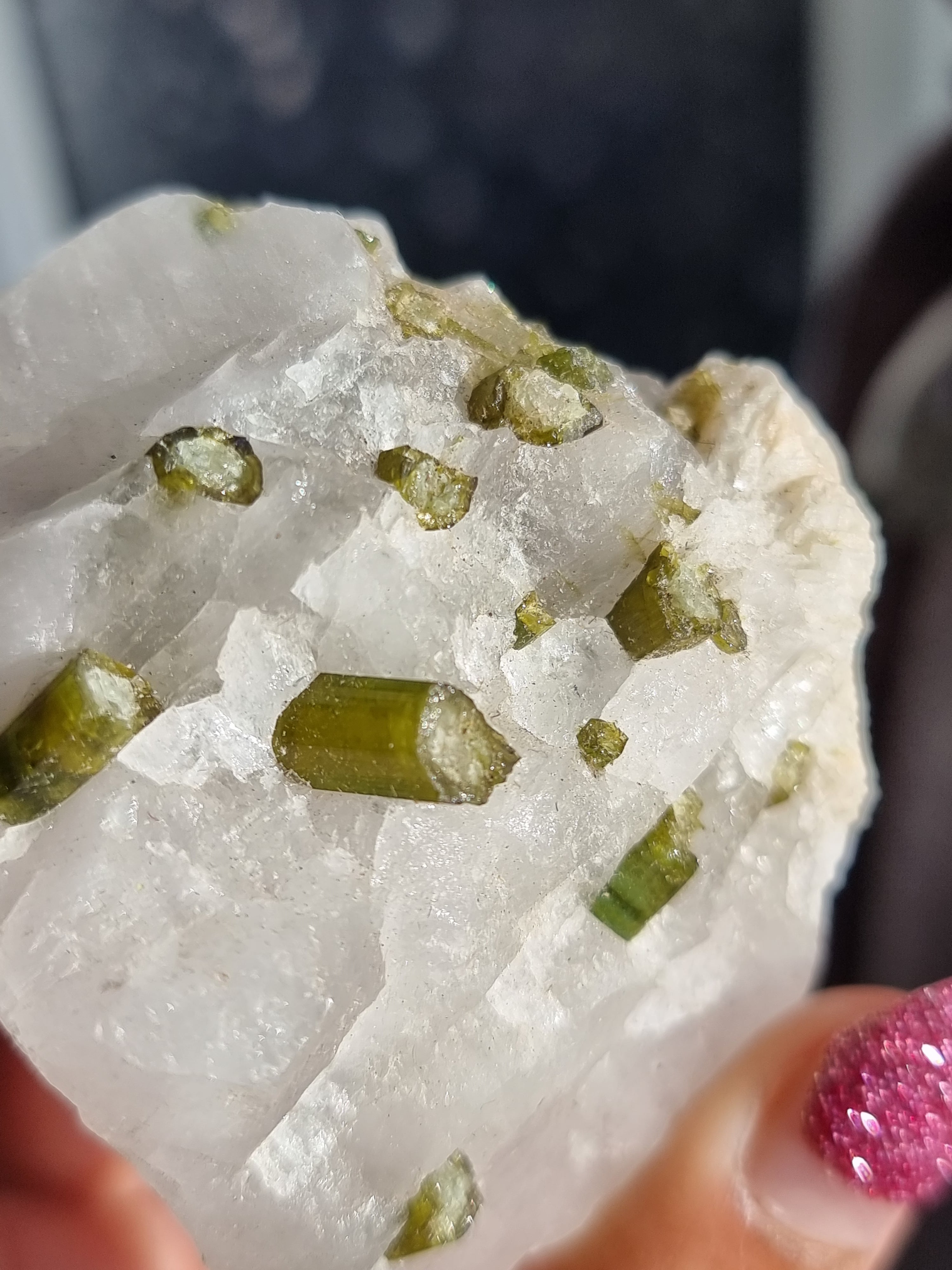 Green Tourmaline in Quartz Rough