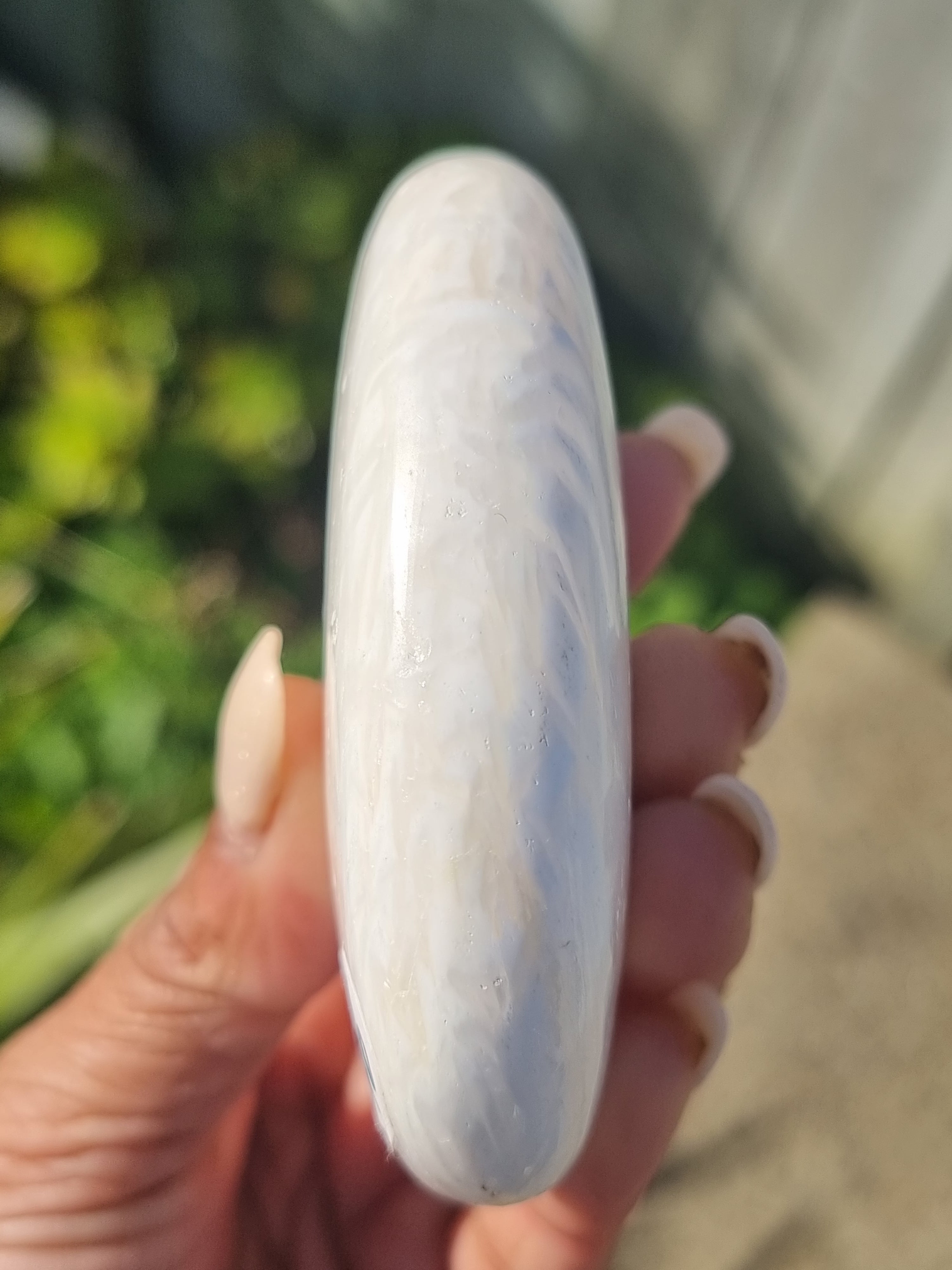 White Scolecite Palm Stone
