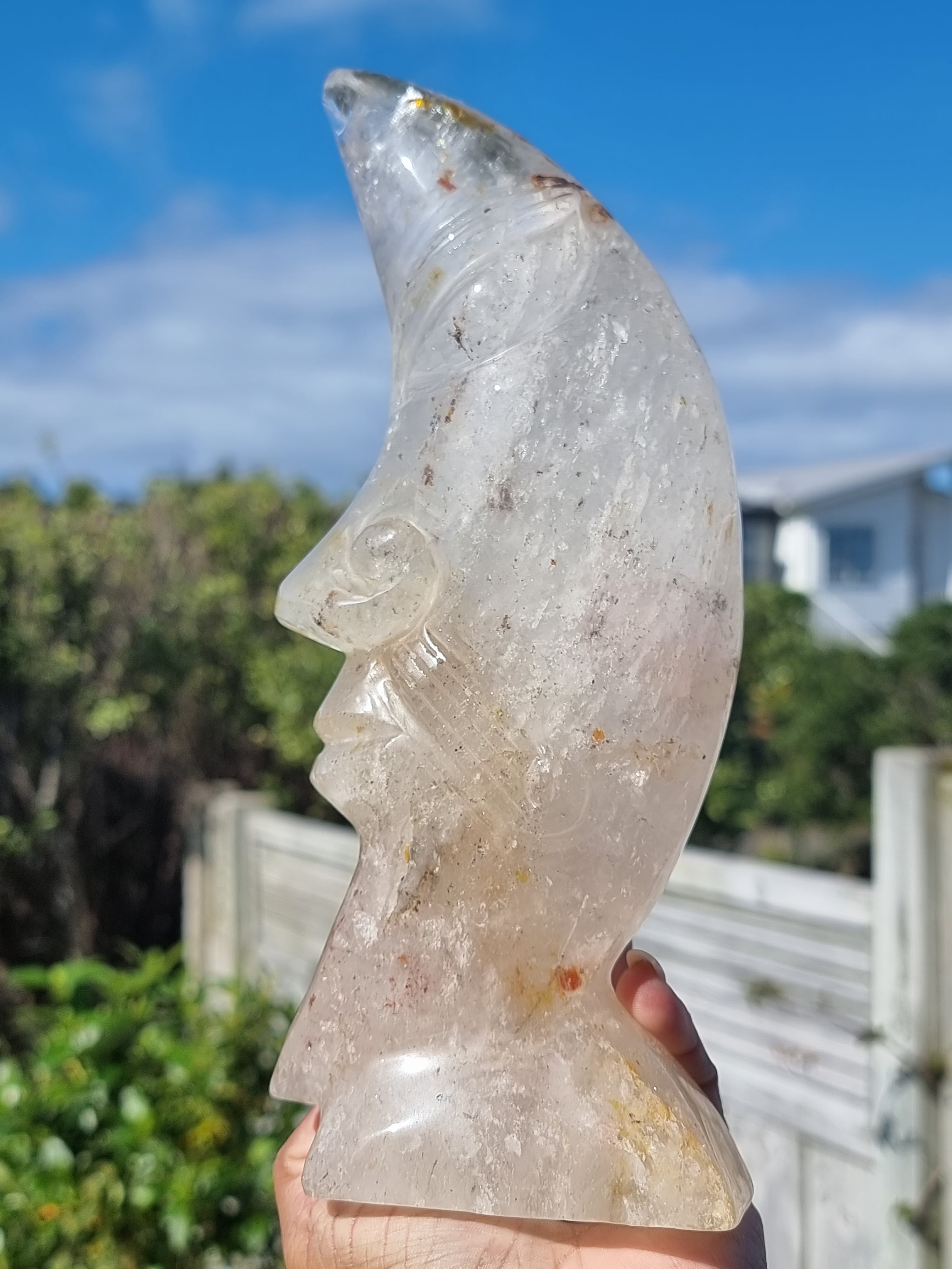 Smoky Quartz Moon on stand