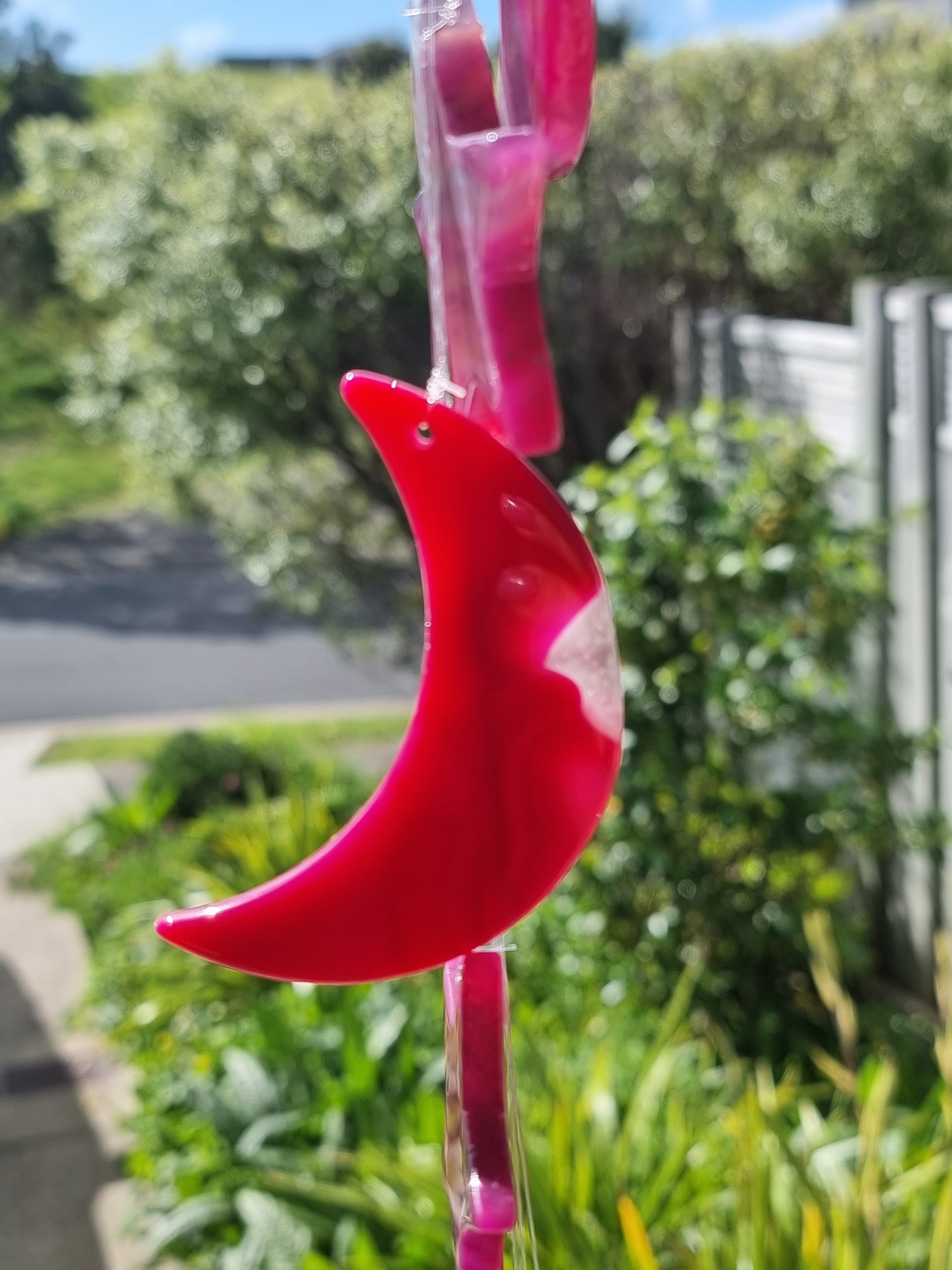 Pink Agate Star Moon Windchime