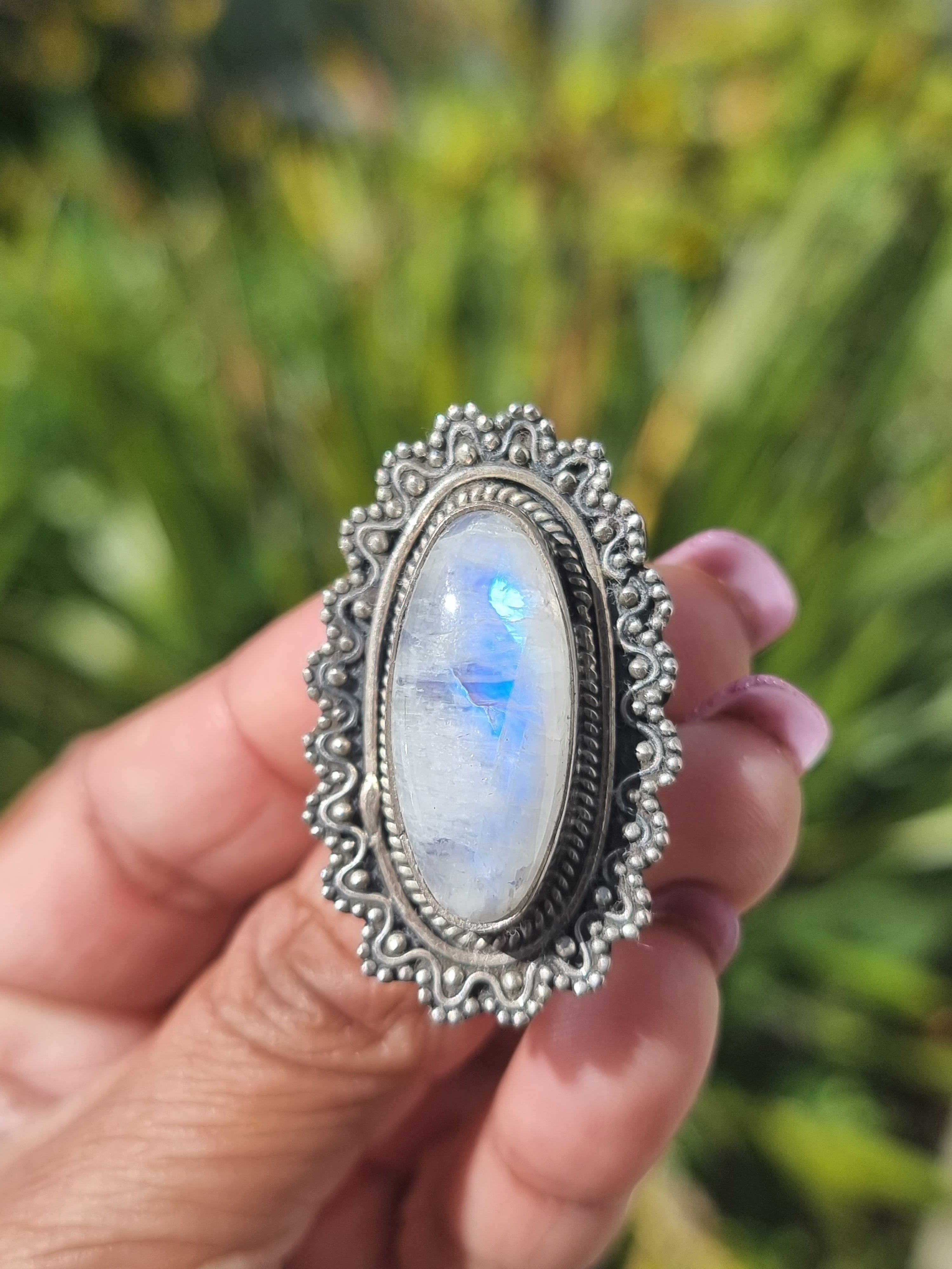 White Moonstone Ring