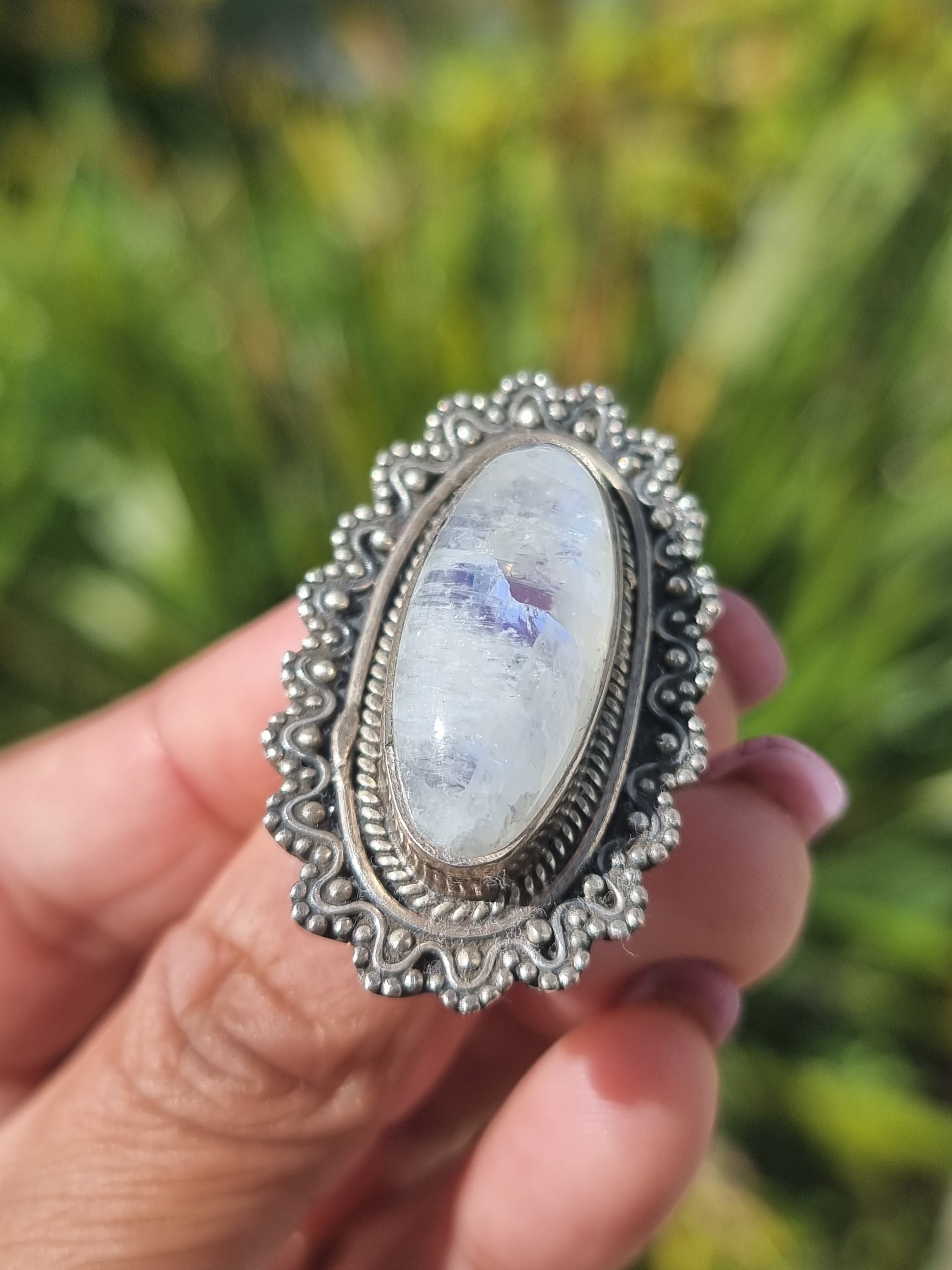 White Moonstone Ring