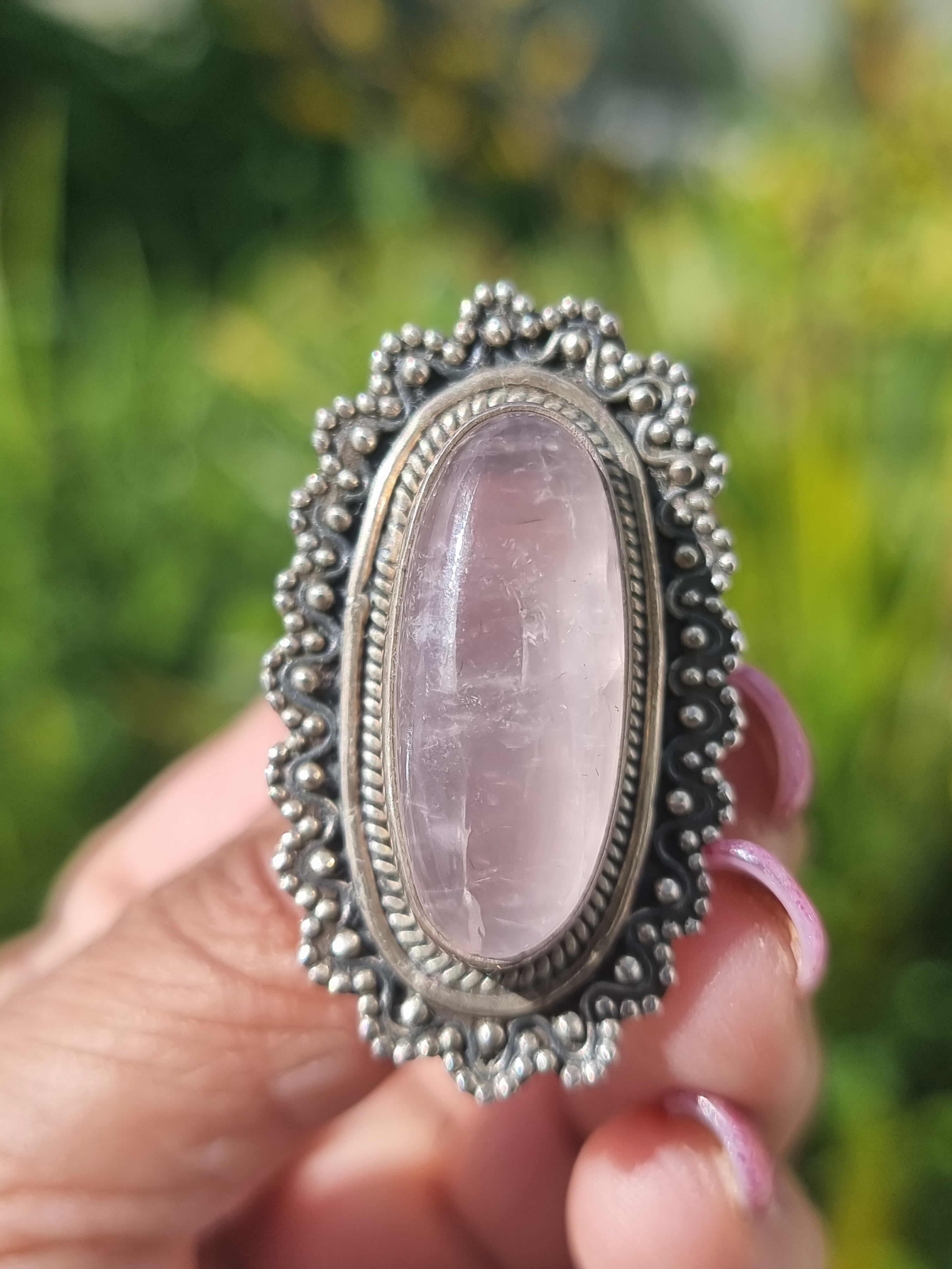 Rose Quartz Ring Sterling Silver