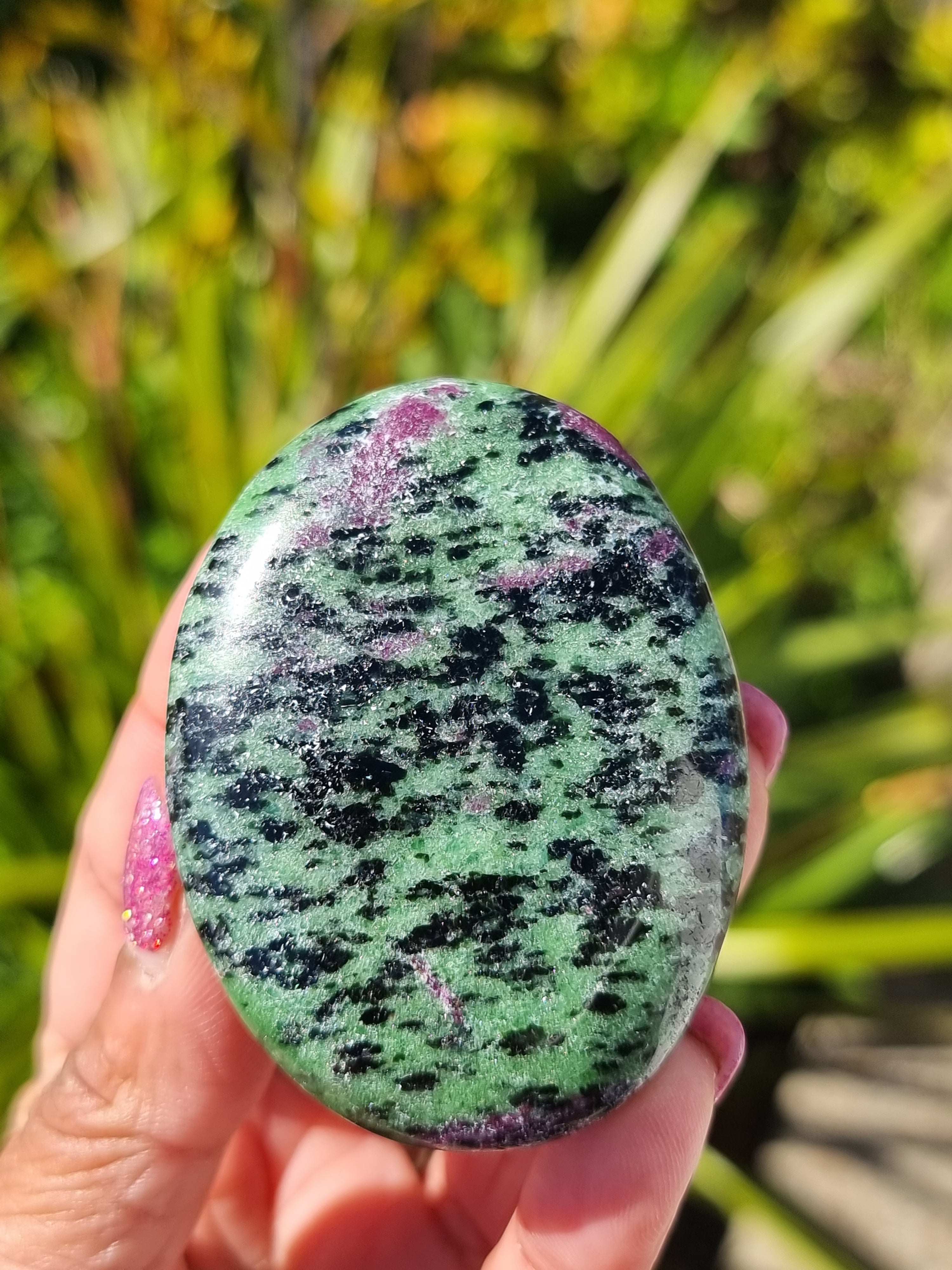 Ruby in Zoisite Palm Stone