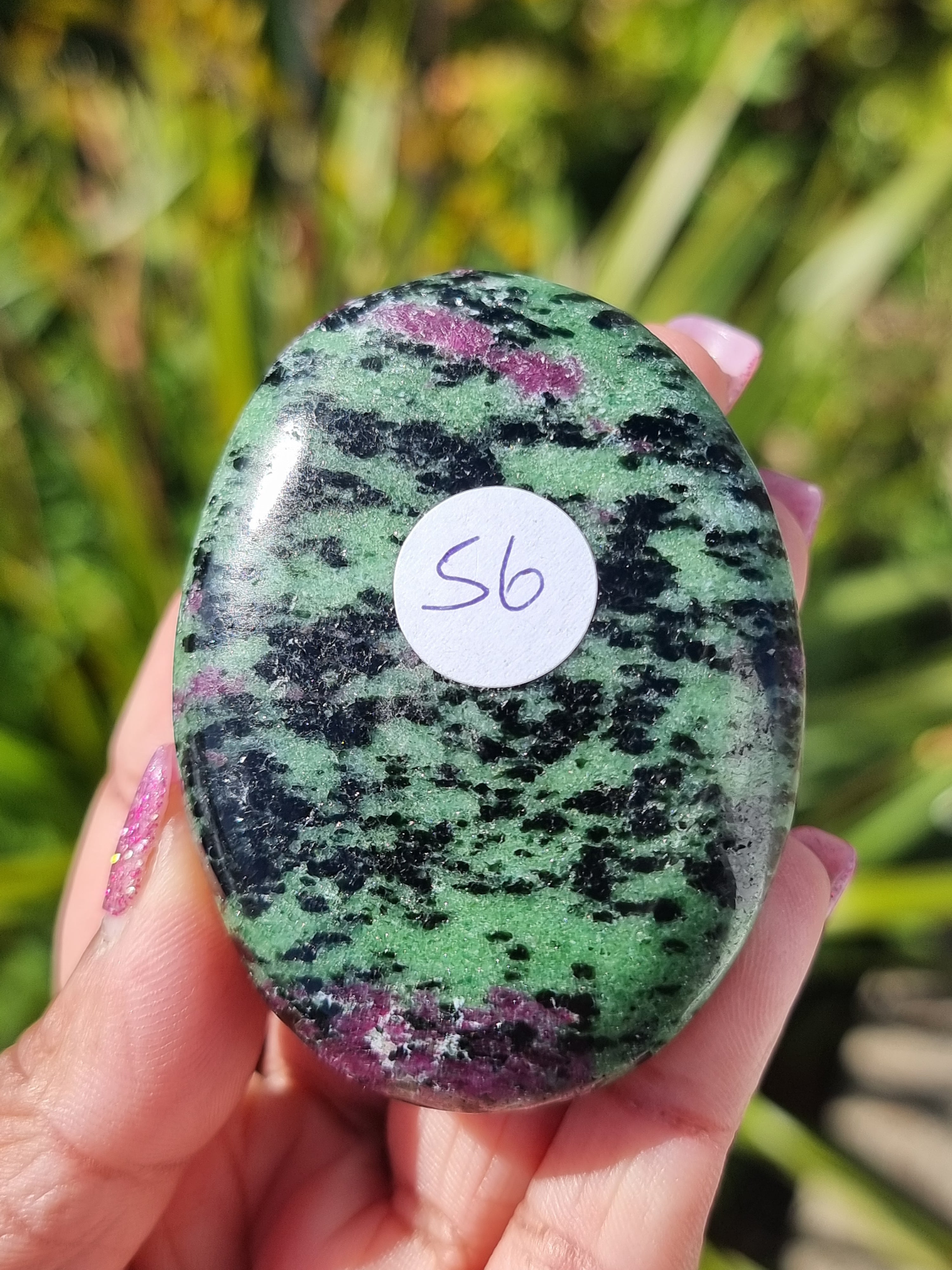 Ruby in Zoisite Palm Stone