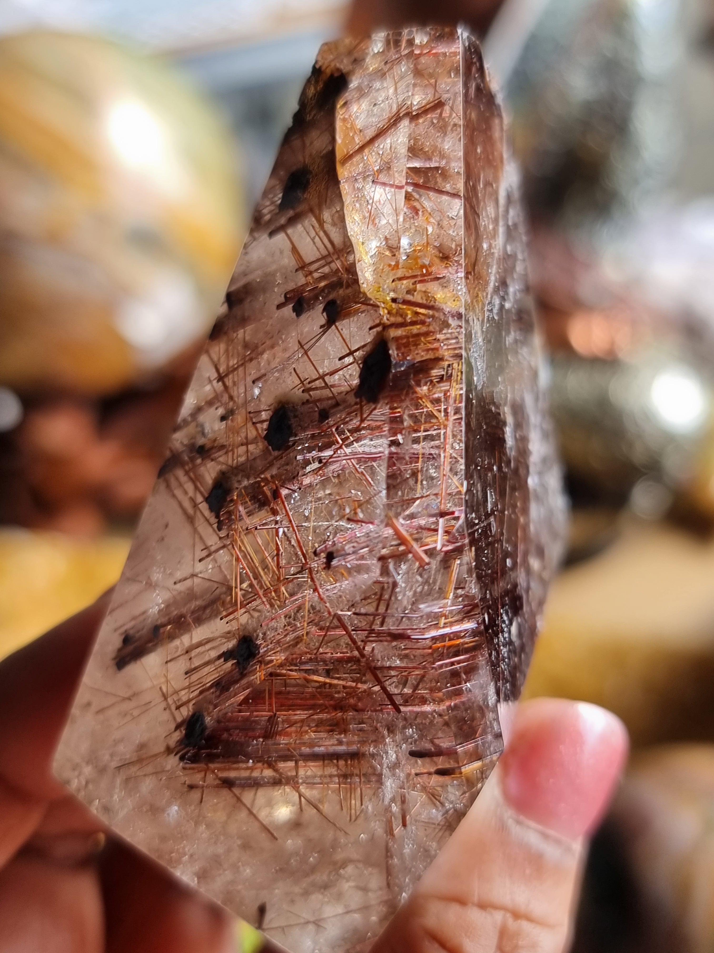 Copper Red Rutilated Quartz with Hematite