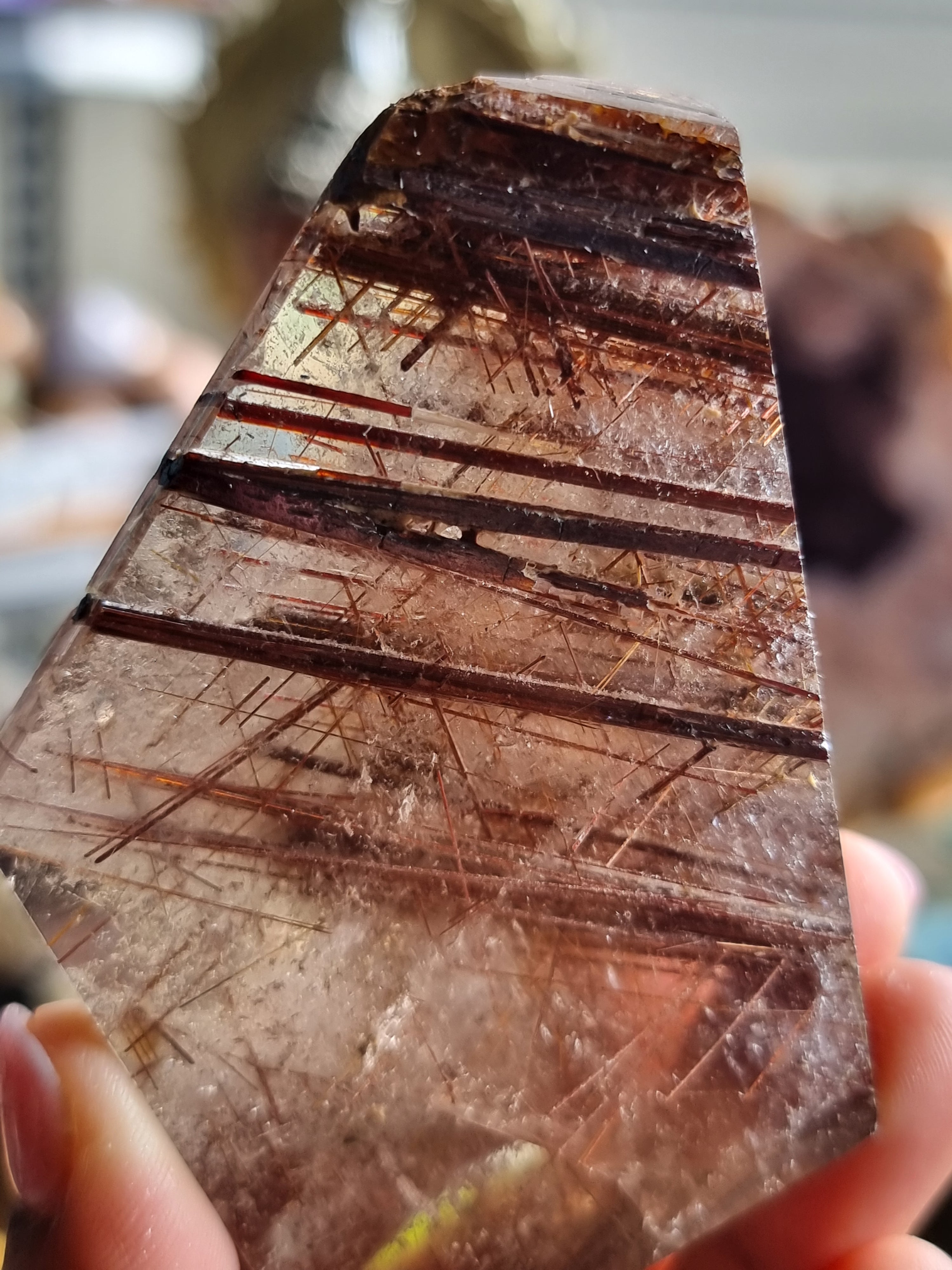Copper Red Rutilated Quartz with Hematite