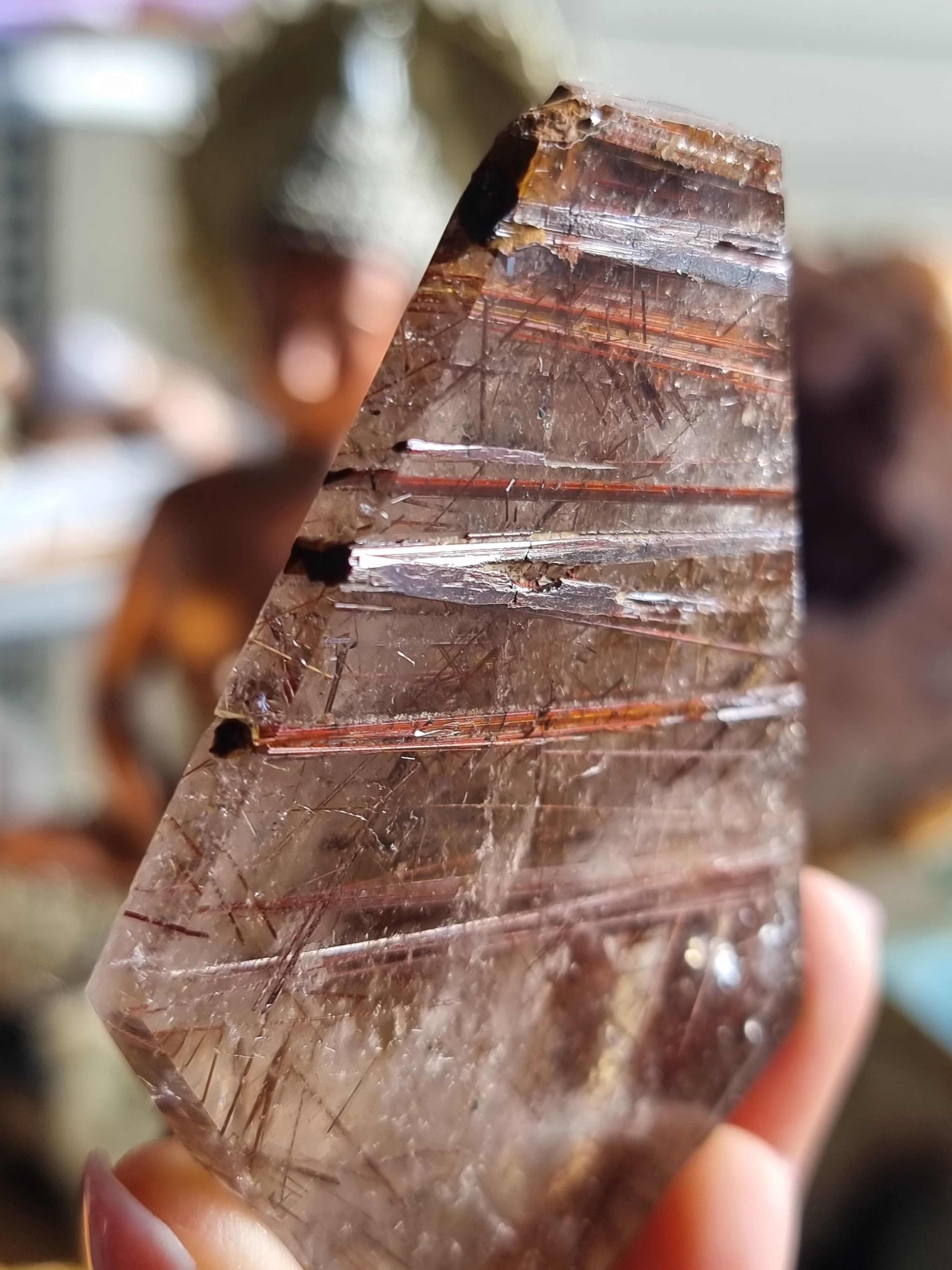 Copper Red Rutilated Quartz with Hematite