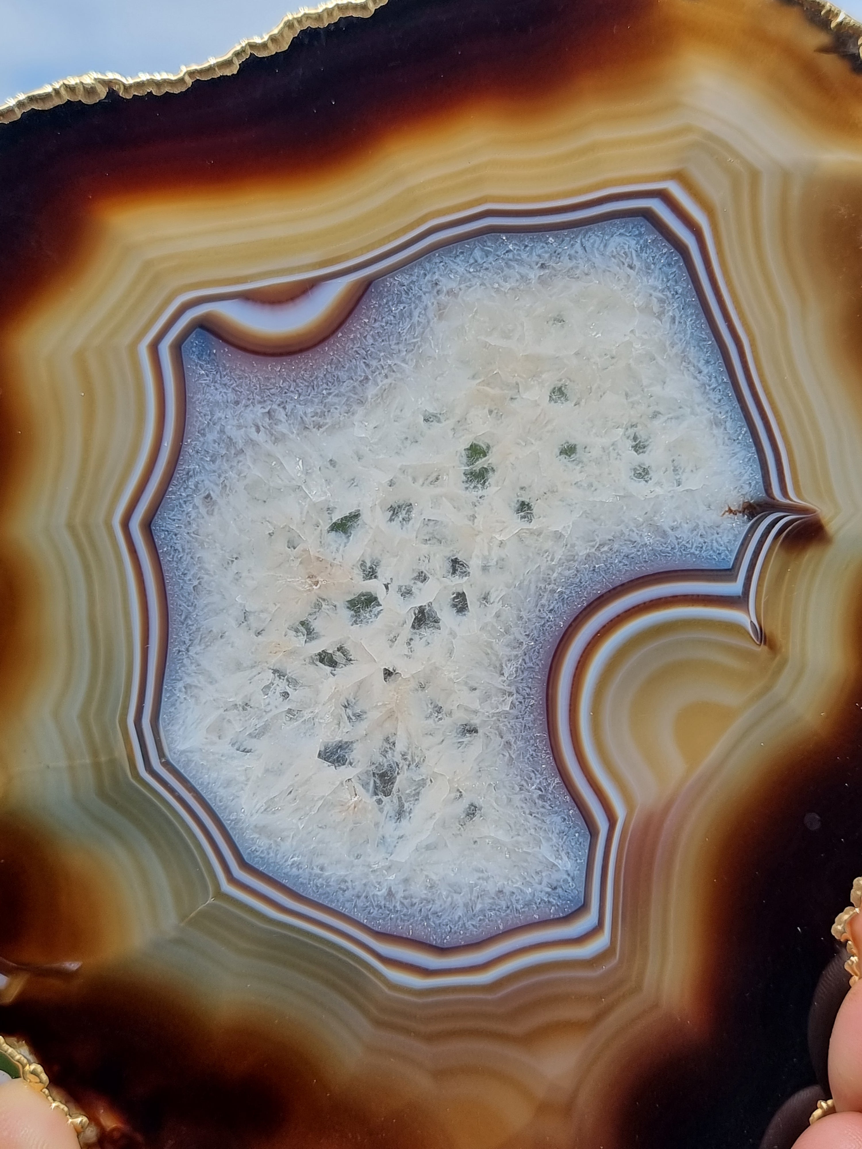 Natural Agate Slab with Gold Trim