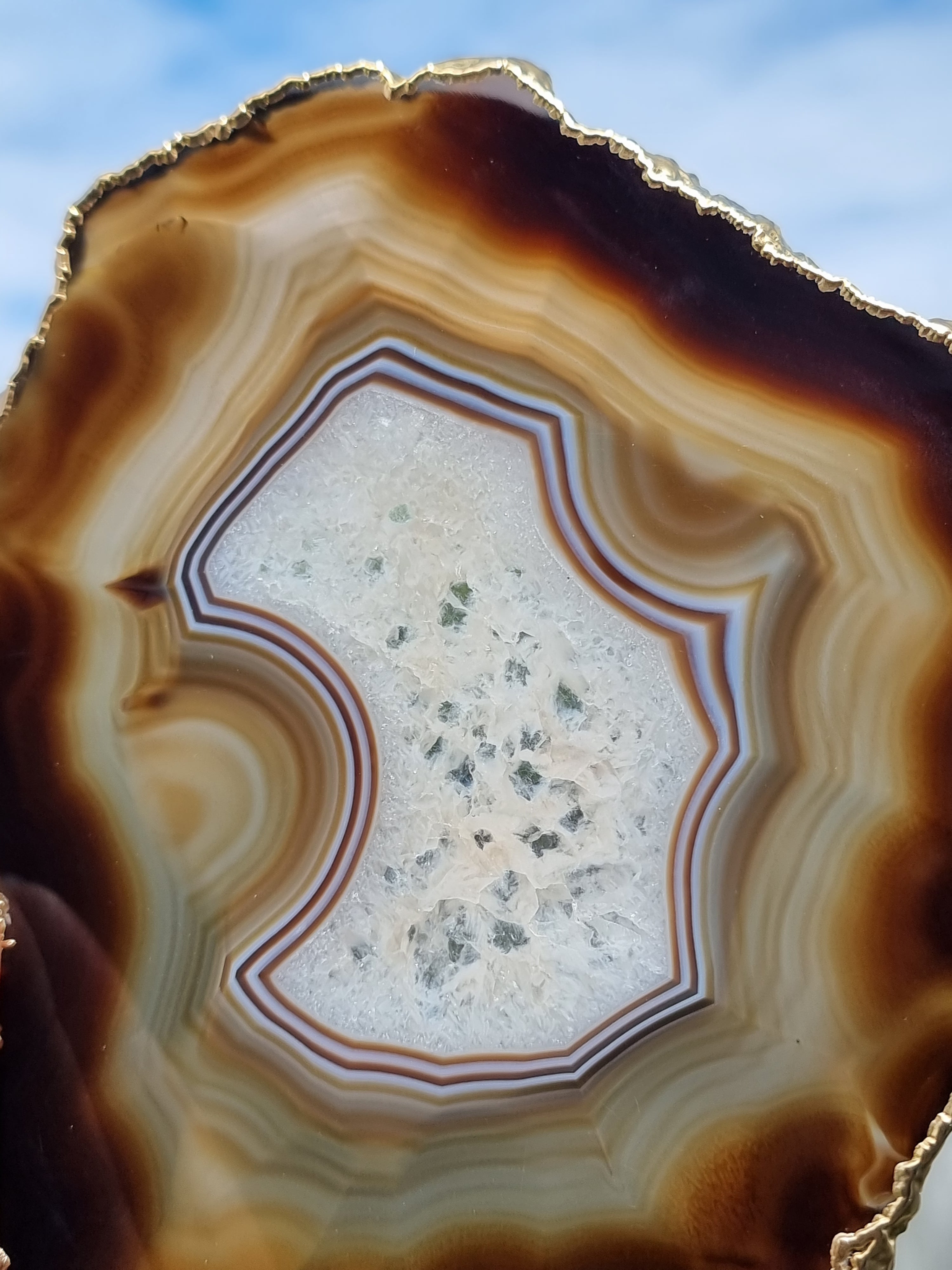 Natural Agate Slab with Gold Trim
