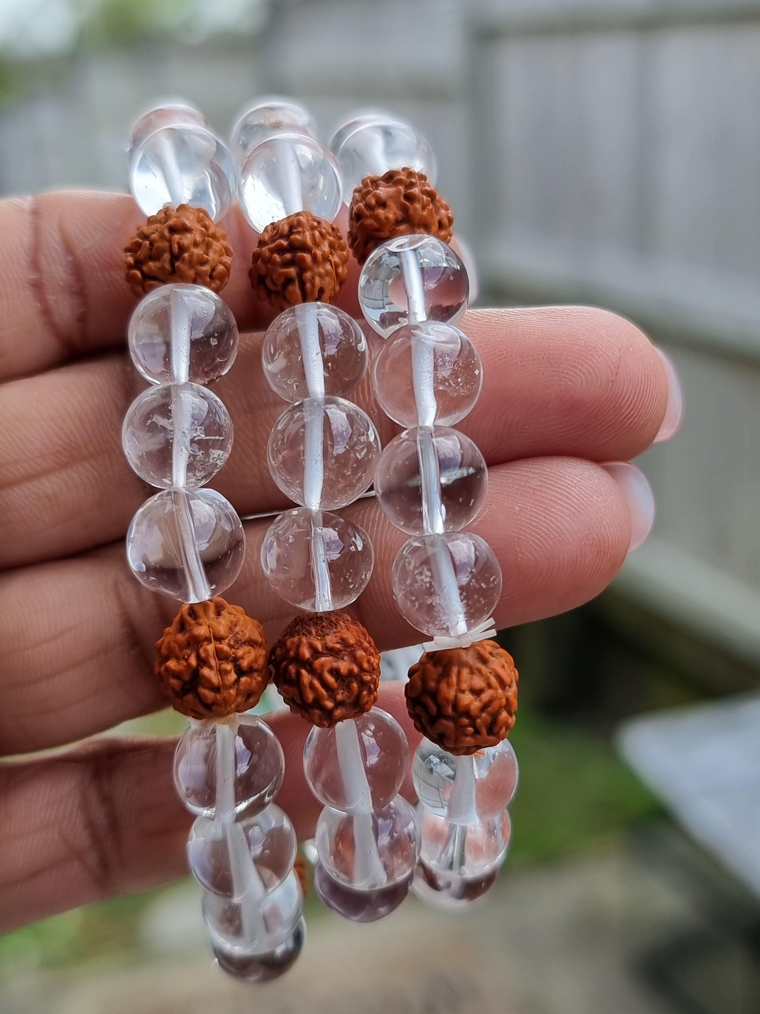 Clear Quartz Bracelet with Rudraksha