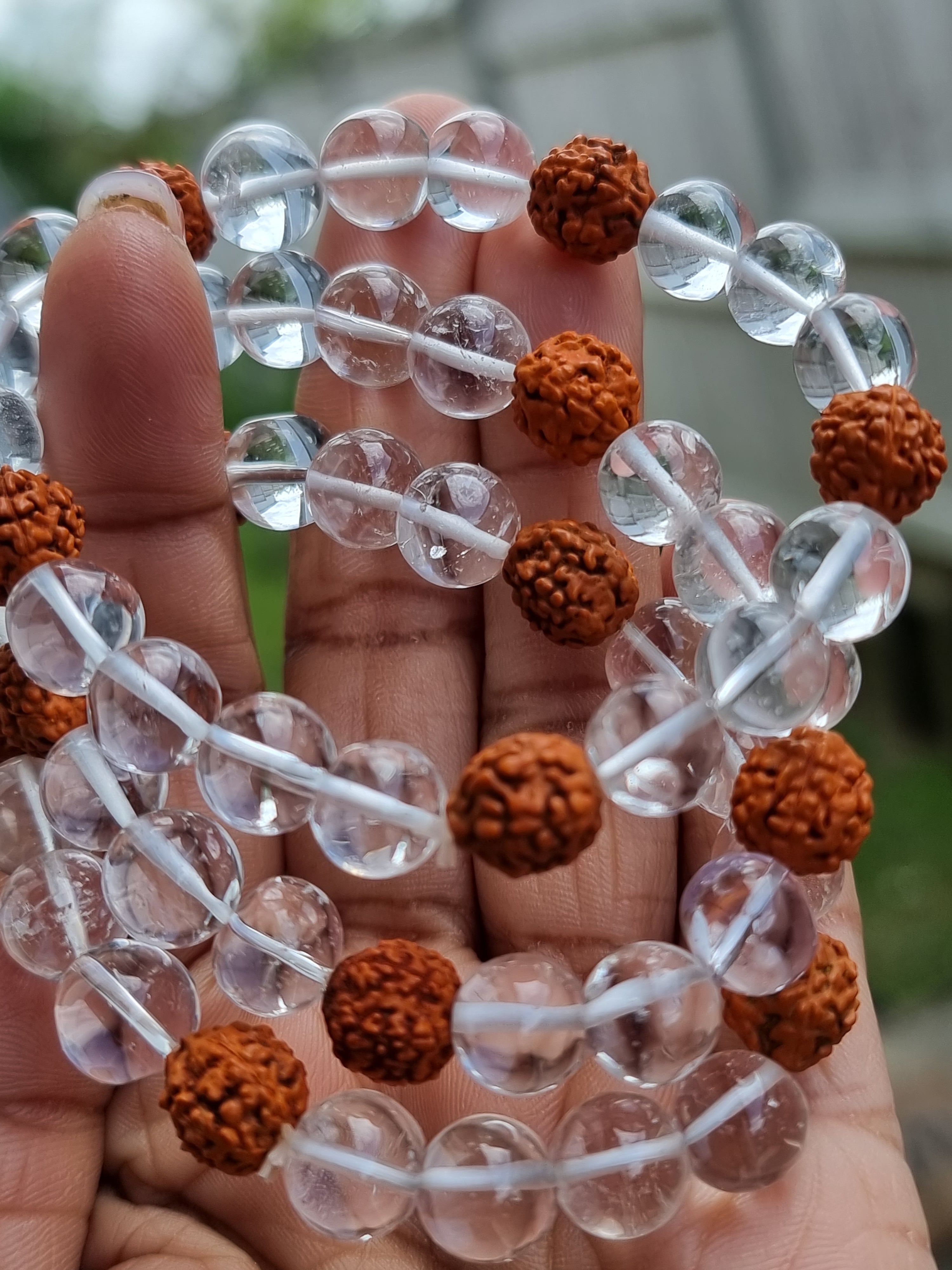 Clear Quartz Bracelet with Rudraksha