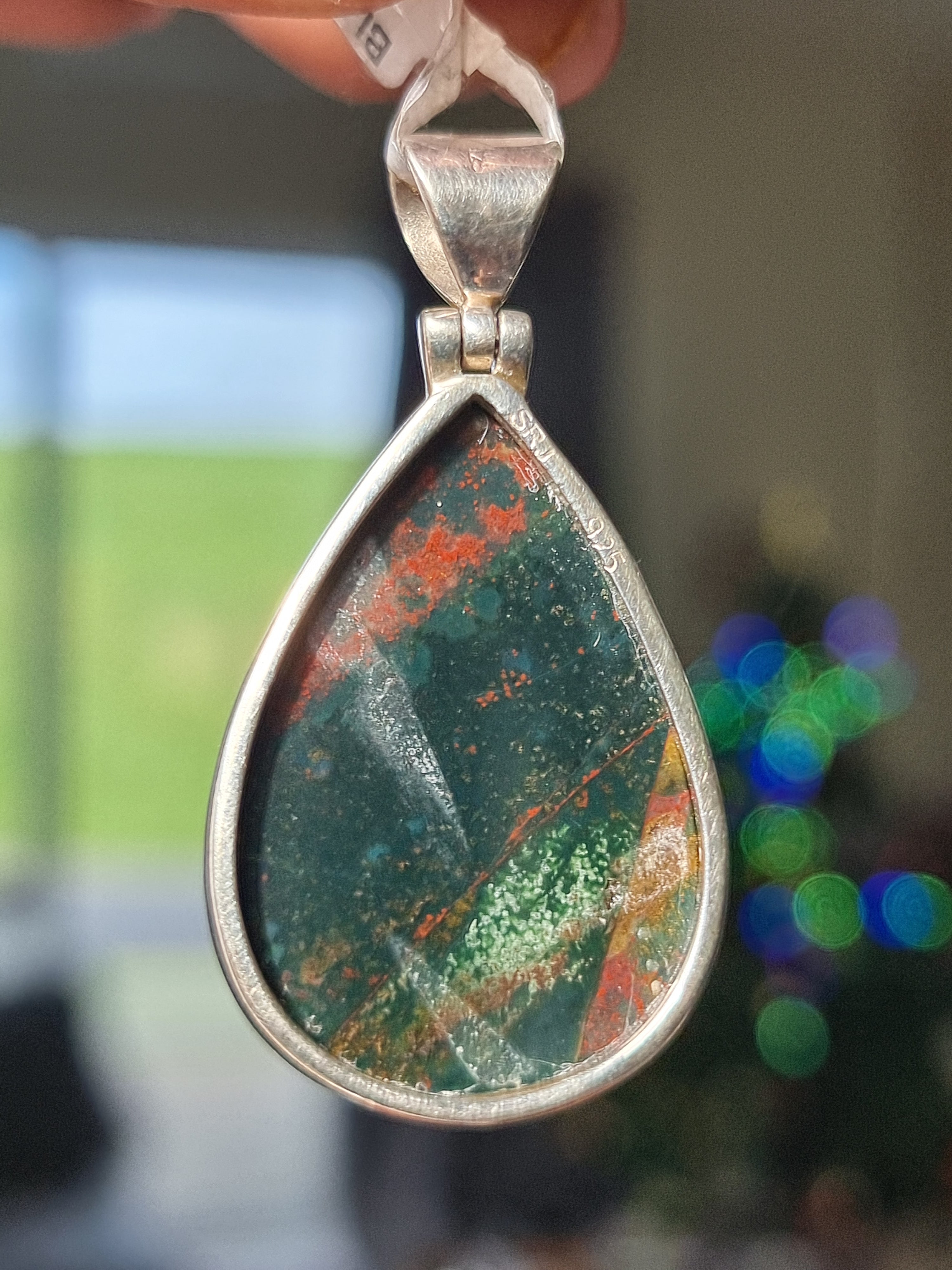 Bloodstone Pendant Sterling Silver