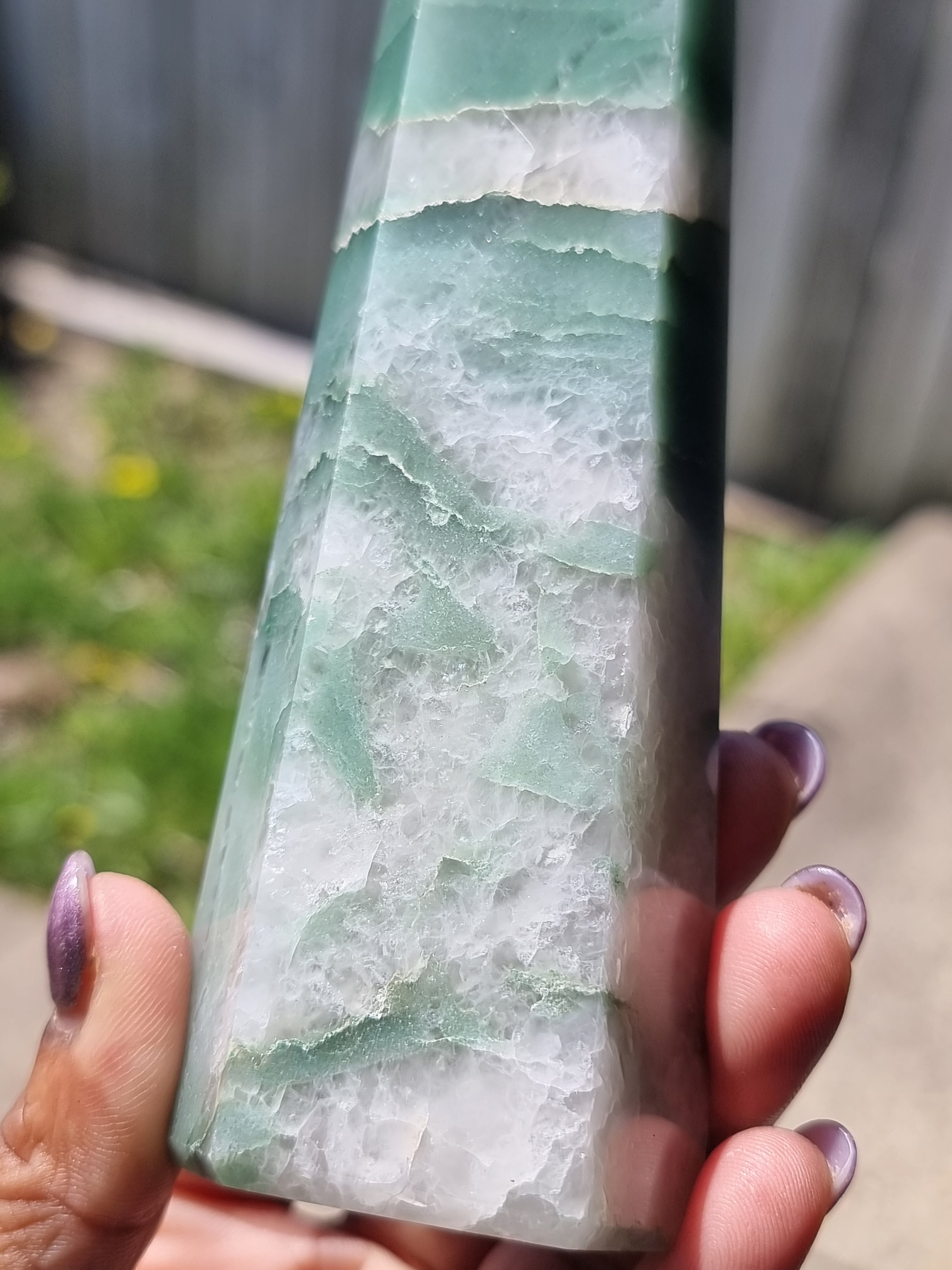 Green Aventurine in Quartz Tower Brazil