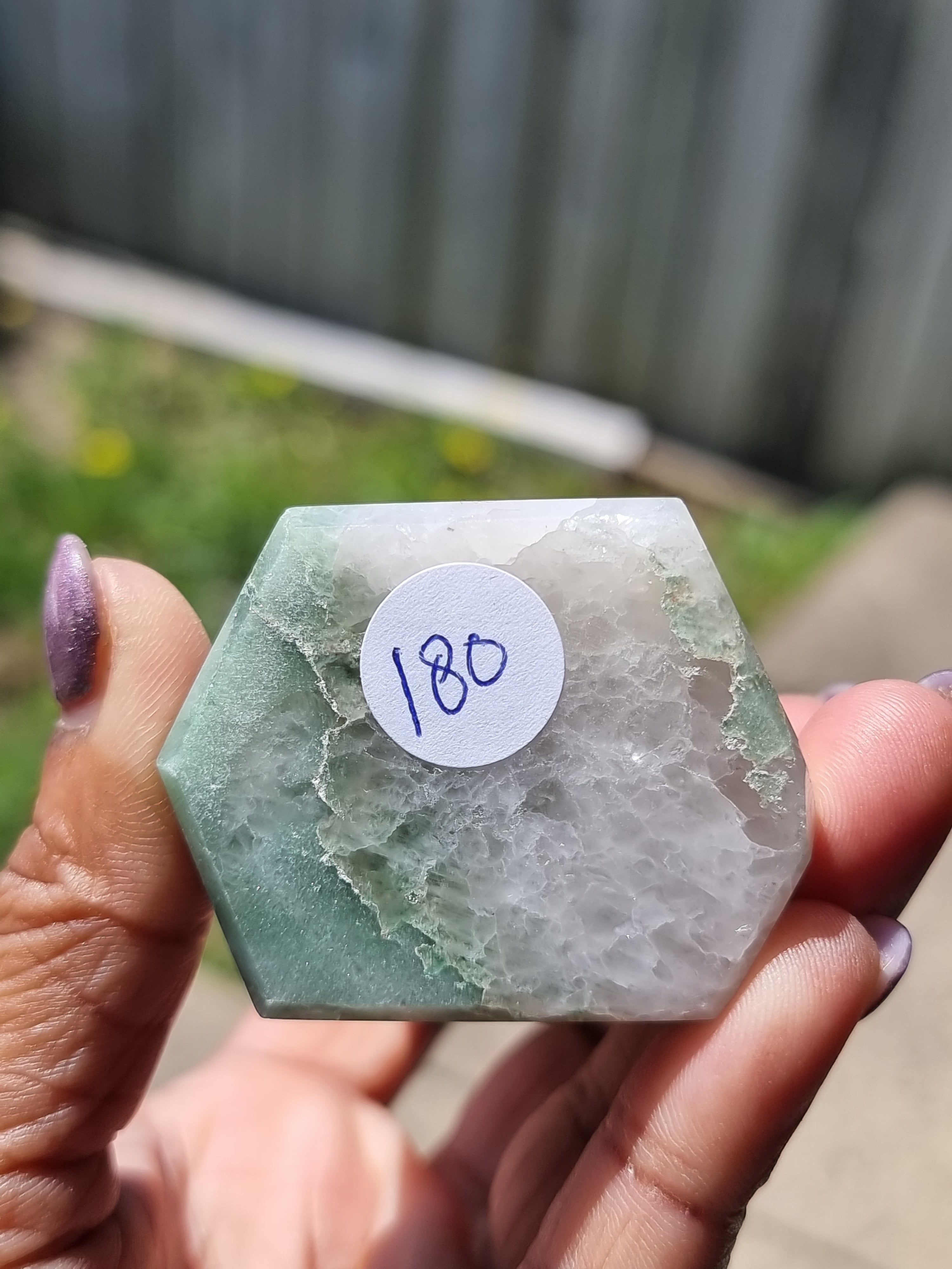 Green Aventurine in Quartz Tower Brazil