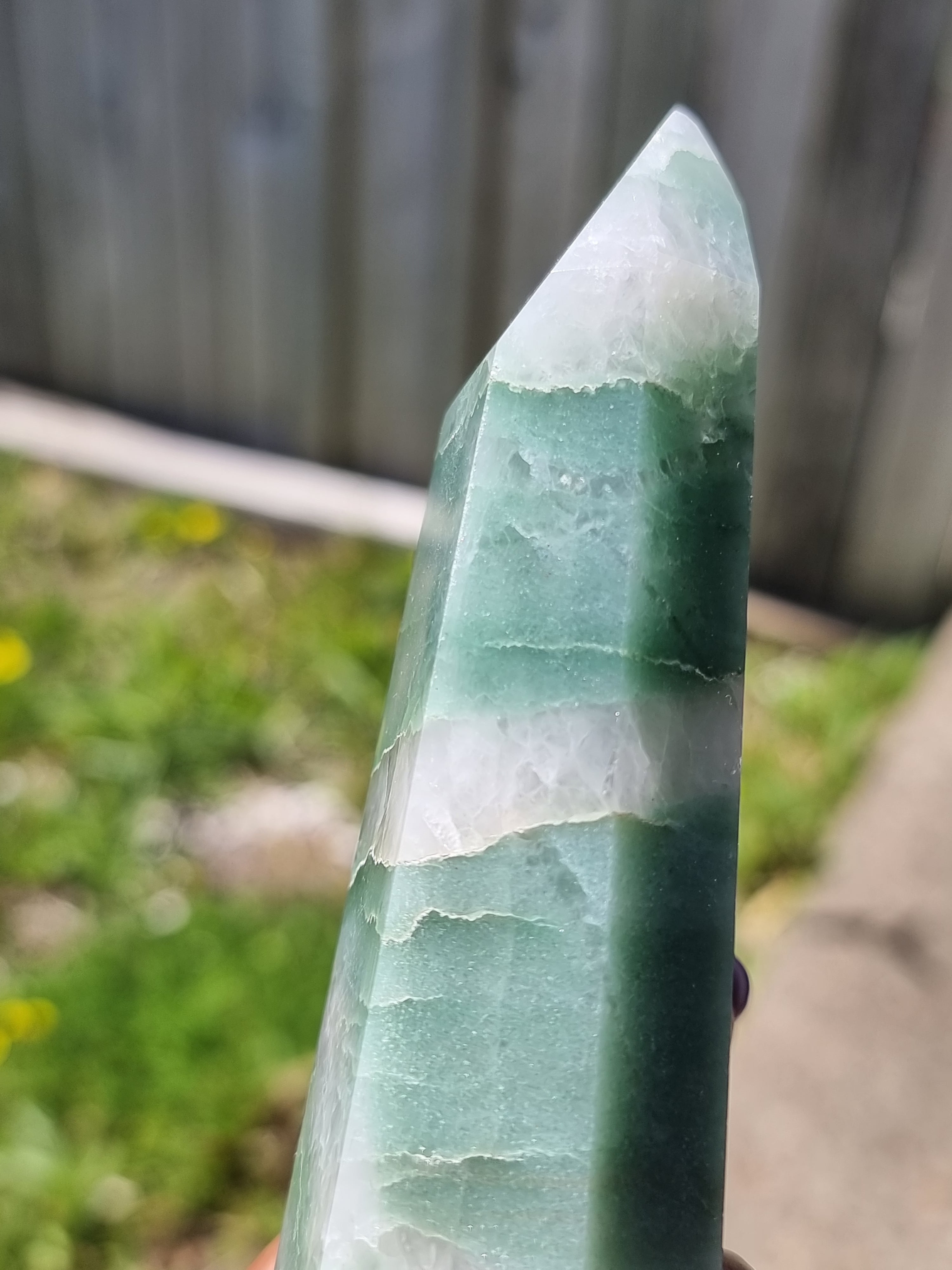 Green Aventurine in Quartz Tower Brazil