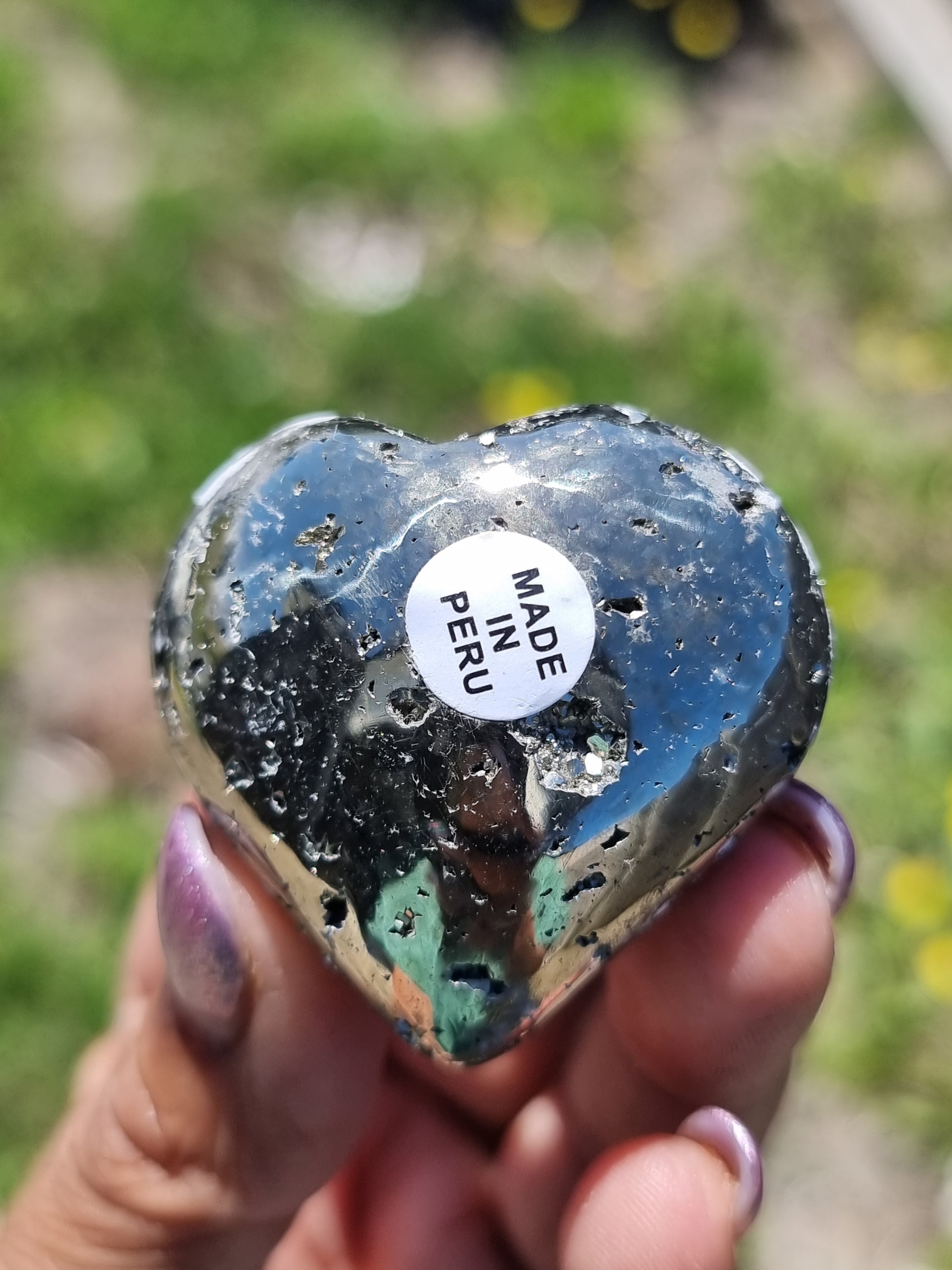 Pyrite Semi Polished Heart