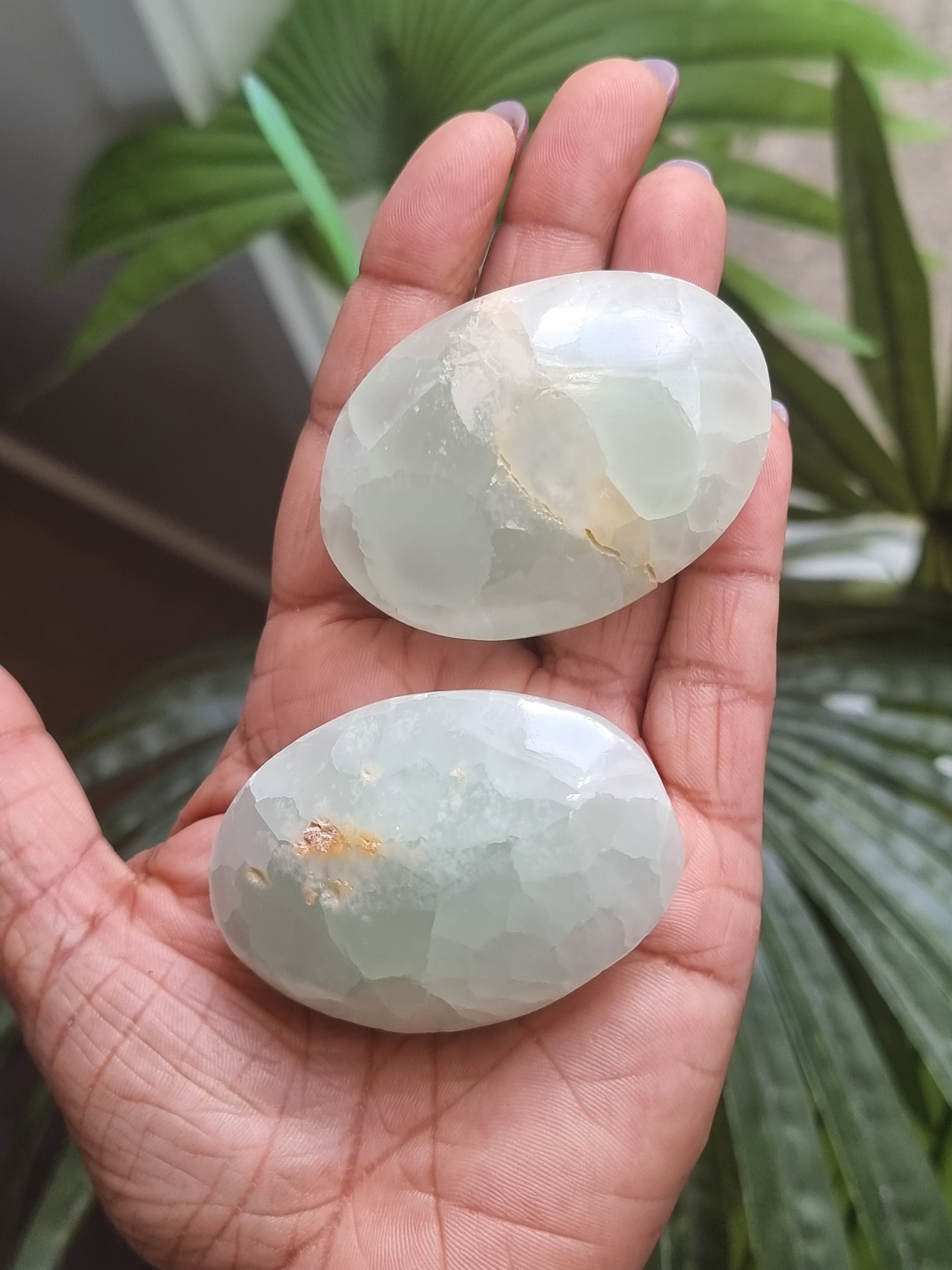 Pistachio Calcite Palm Stone