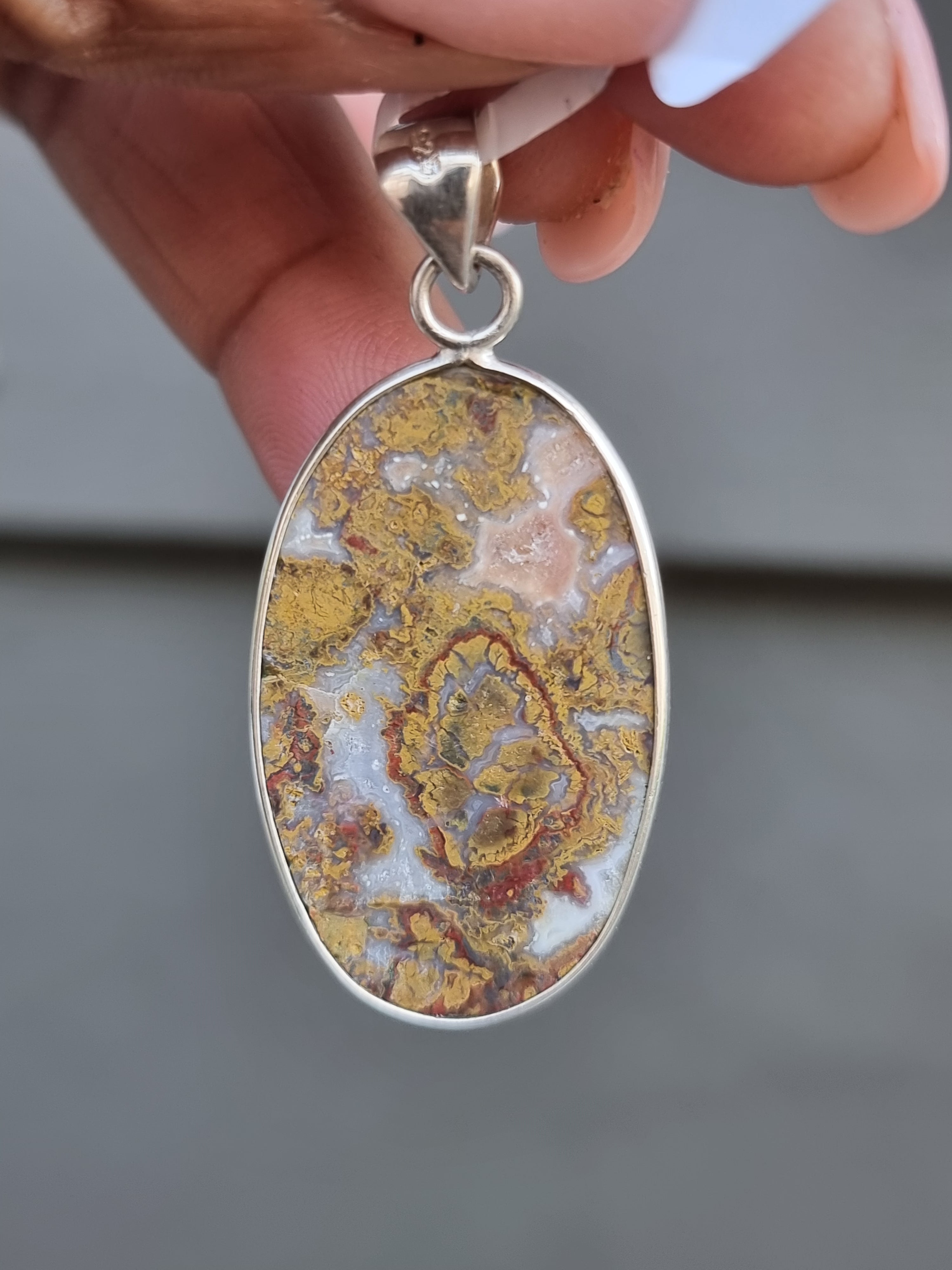 Seam Agate Pendant Sterling Silver