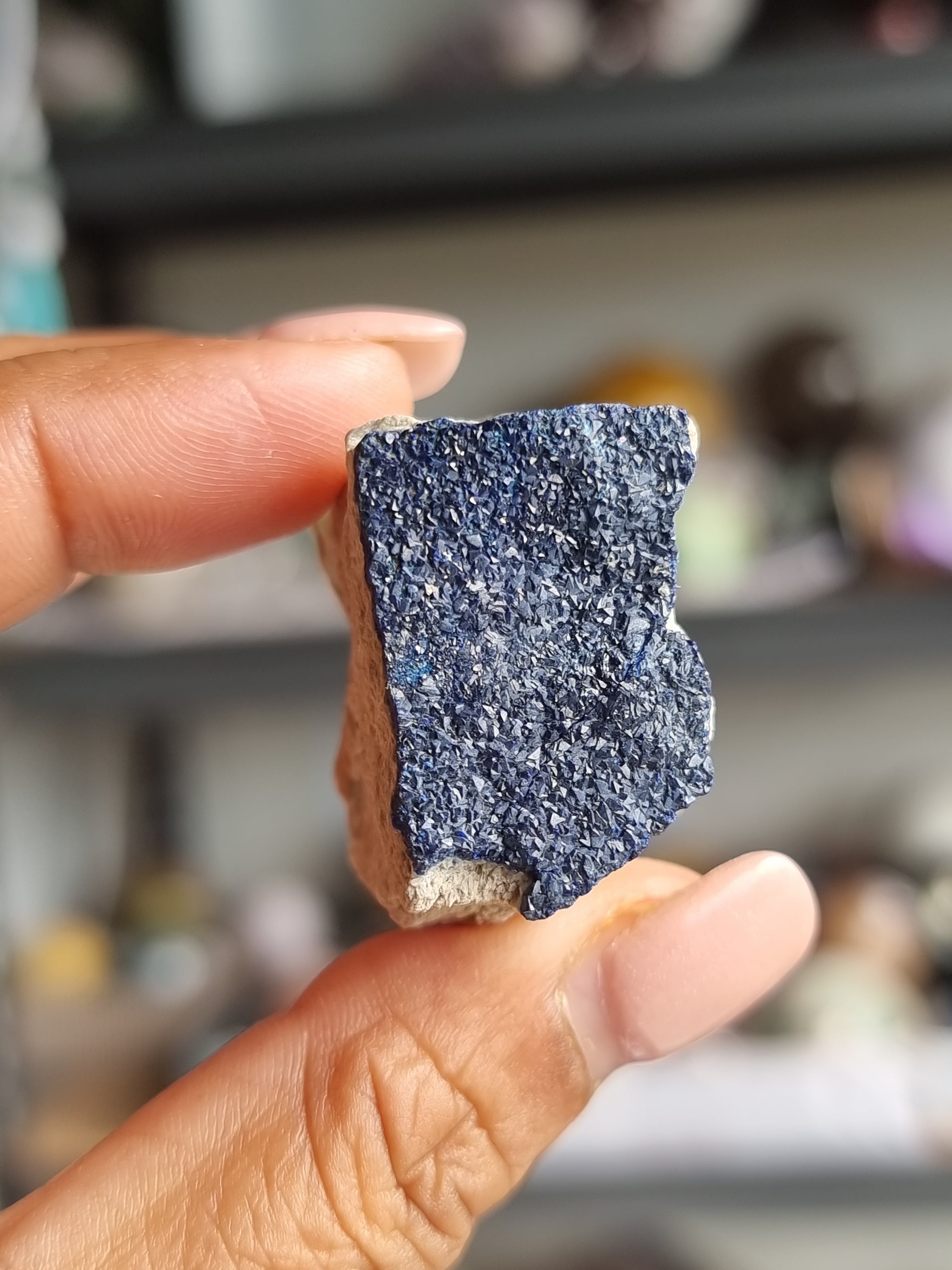 Azurite in Green Aragonite Rough