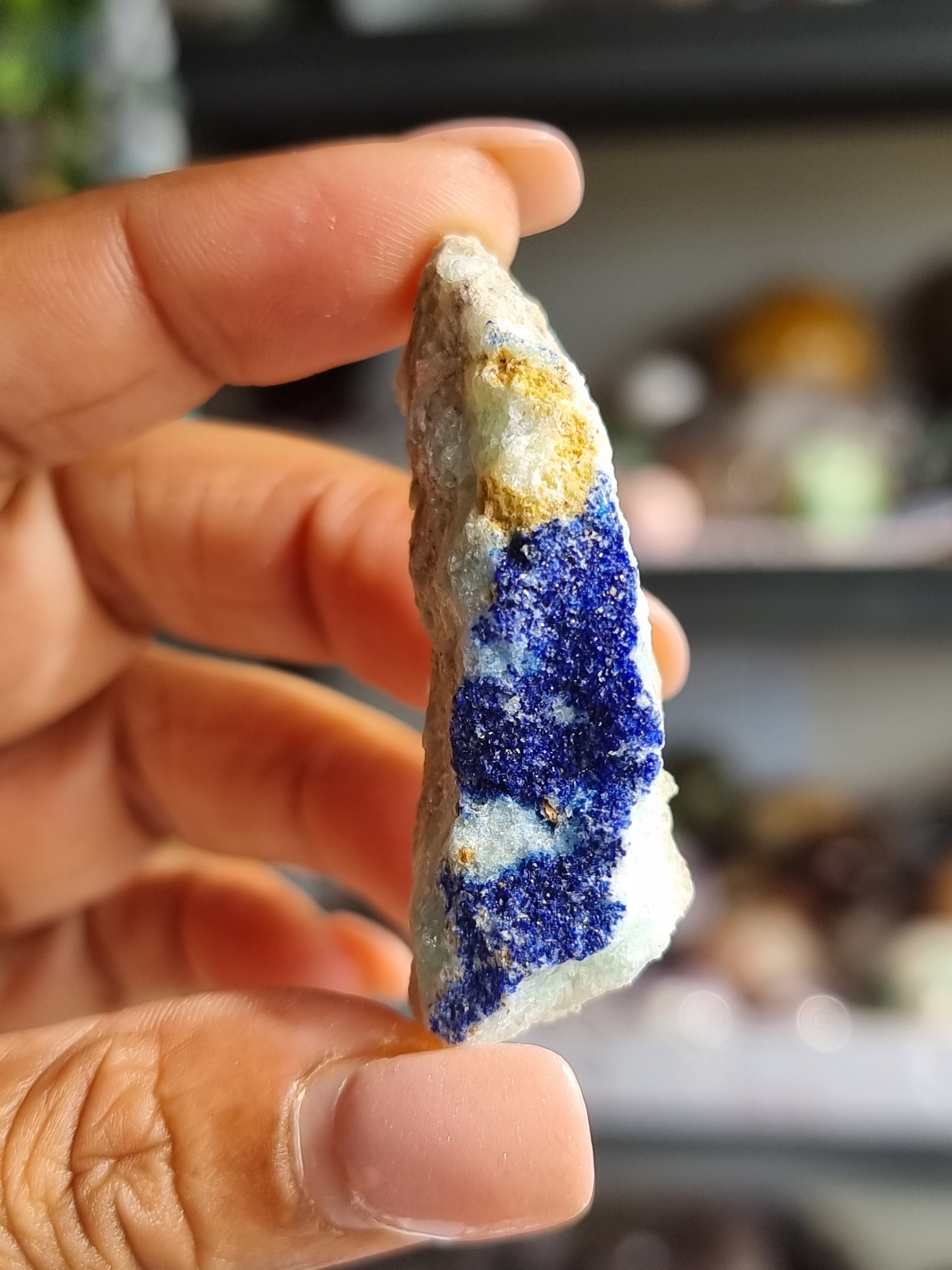 Azurite in Green Aragonite Rough