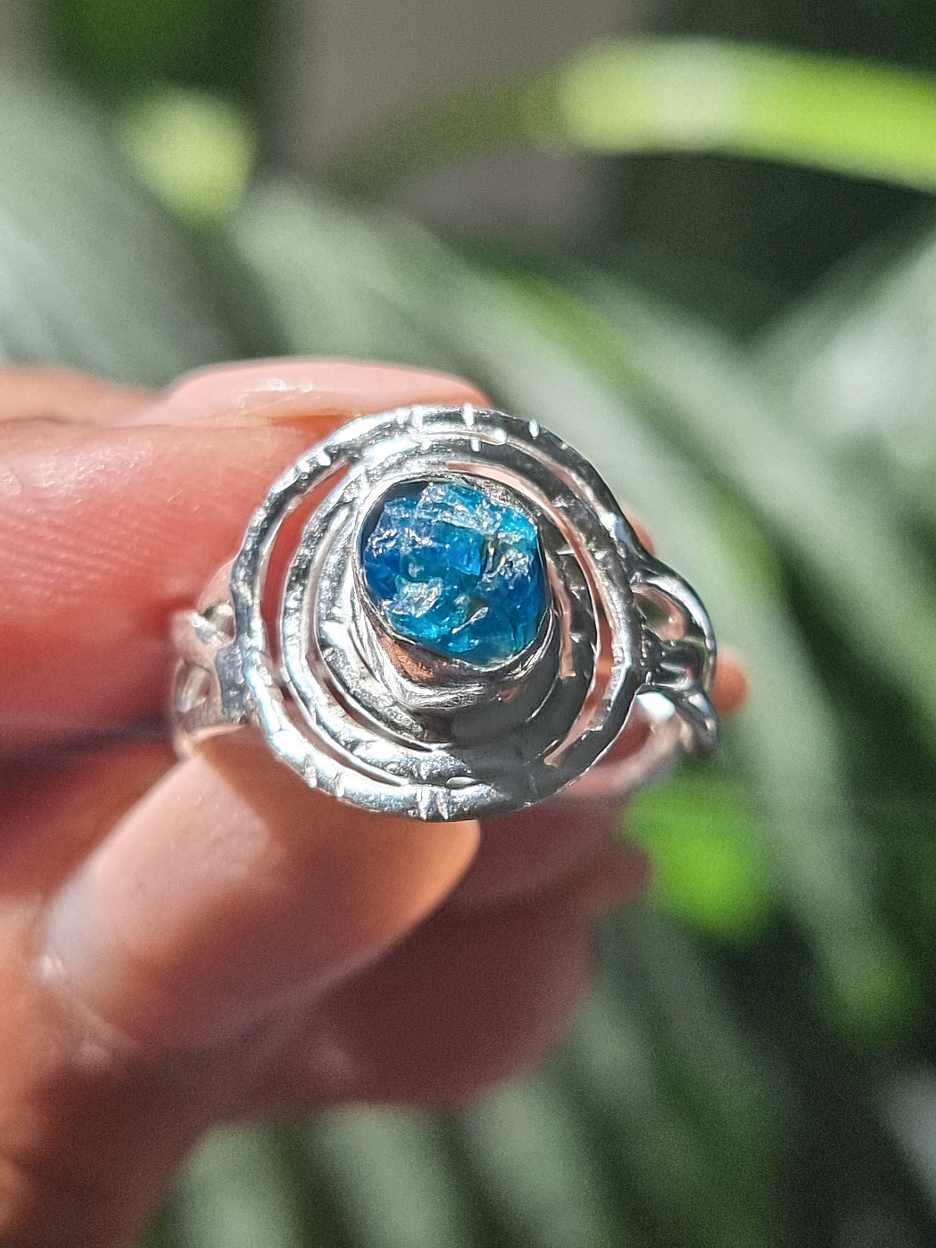 Blue Apatite Rough Ring