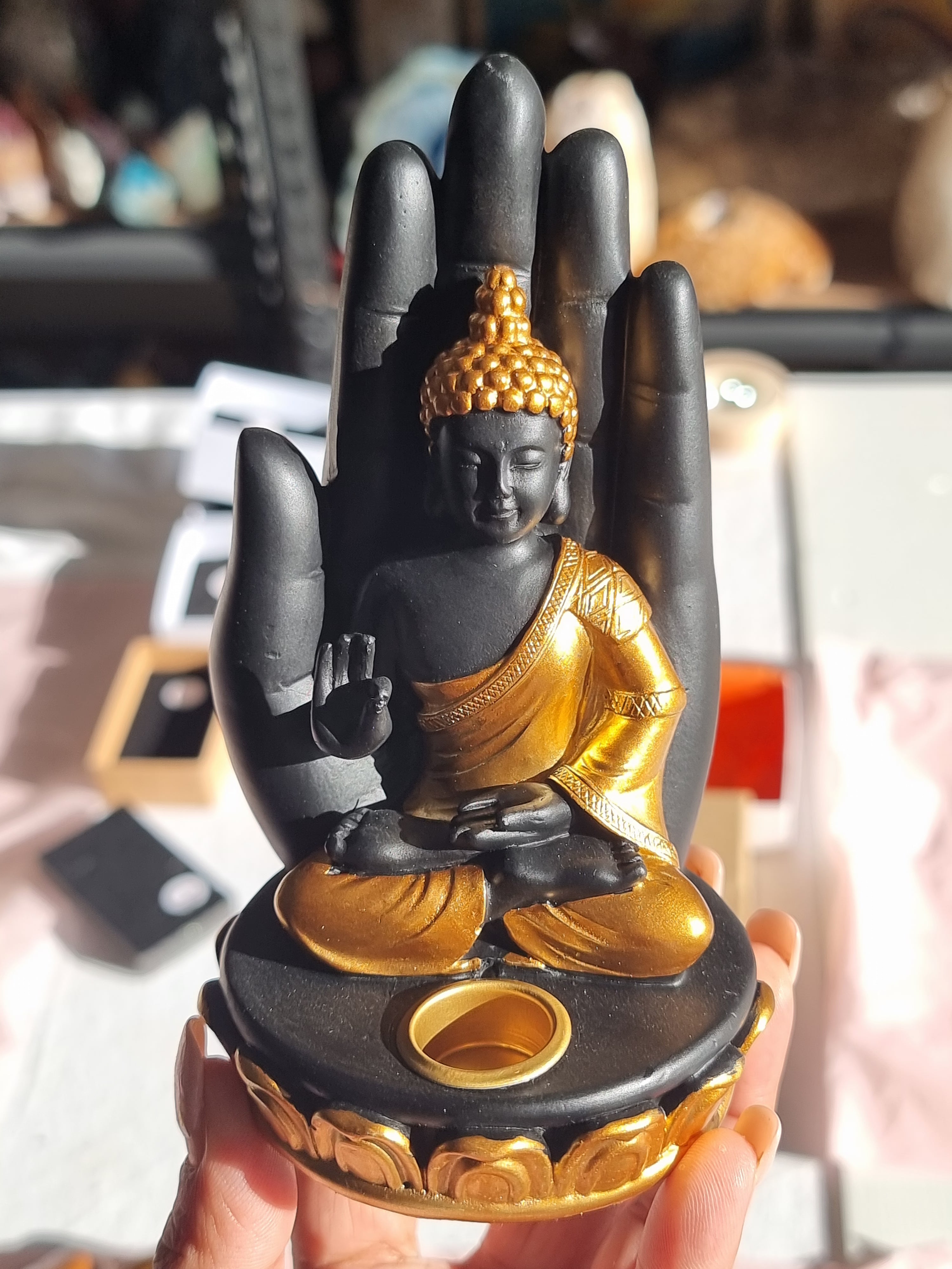 9.5cm Black Tibetan Bells Chimes Vintage Brass Buddhist Meditation