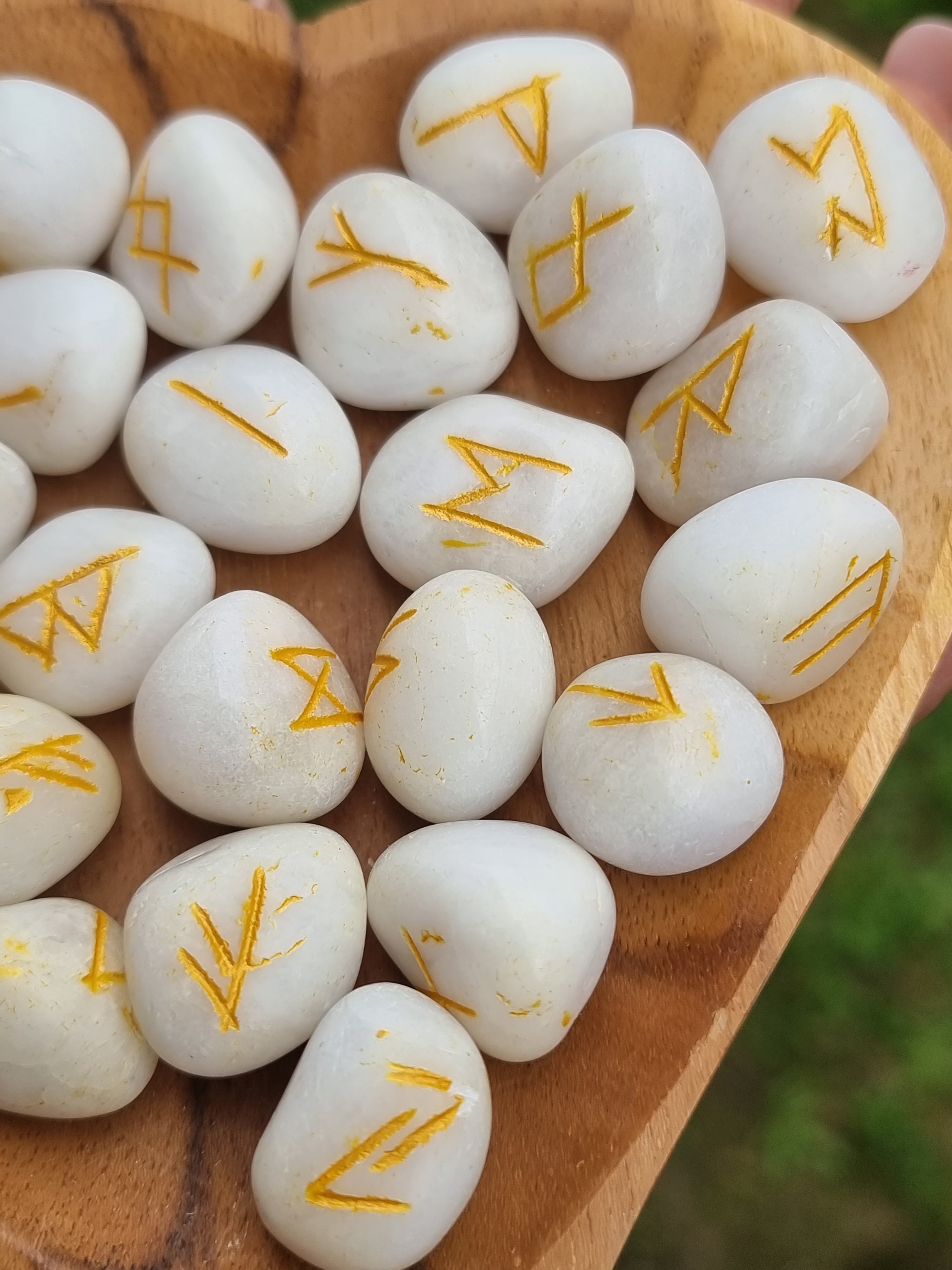 Milky Snow Quartz Runes Set