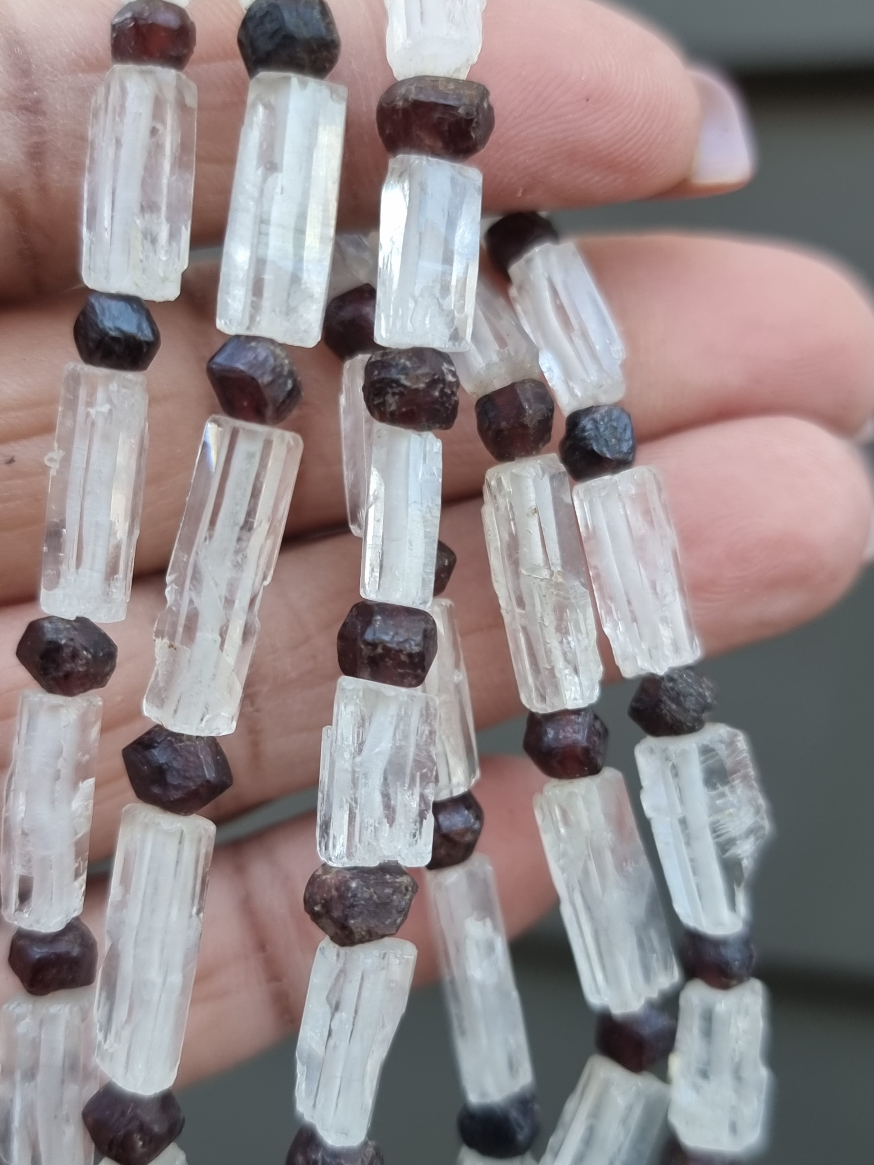 Clear Quartz with Garnet Bracelet