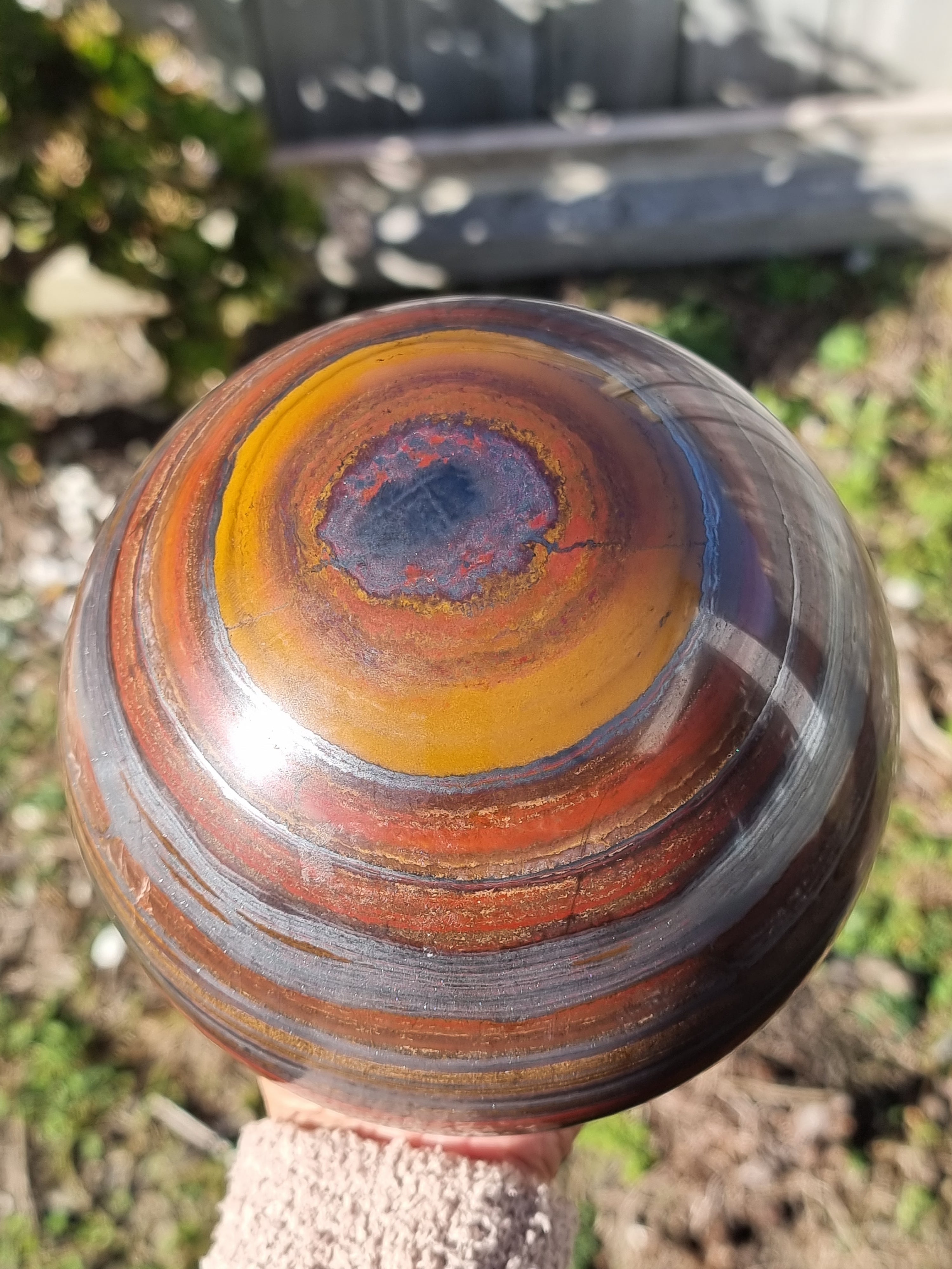 Red Tigers eye with Hematite Sphere Large