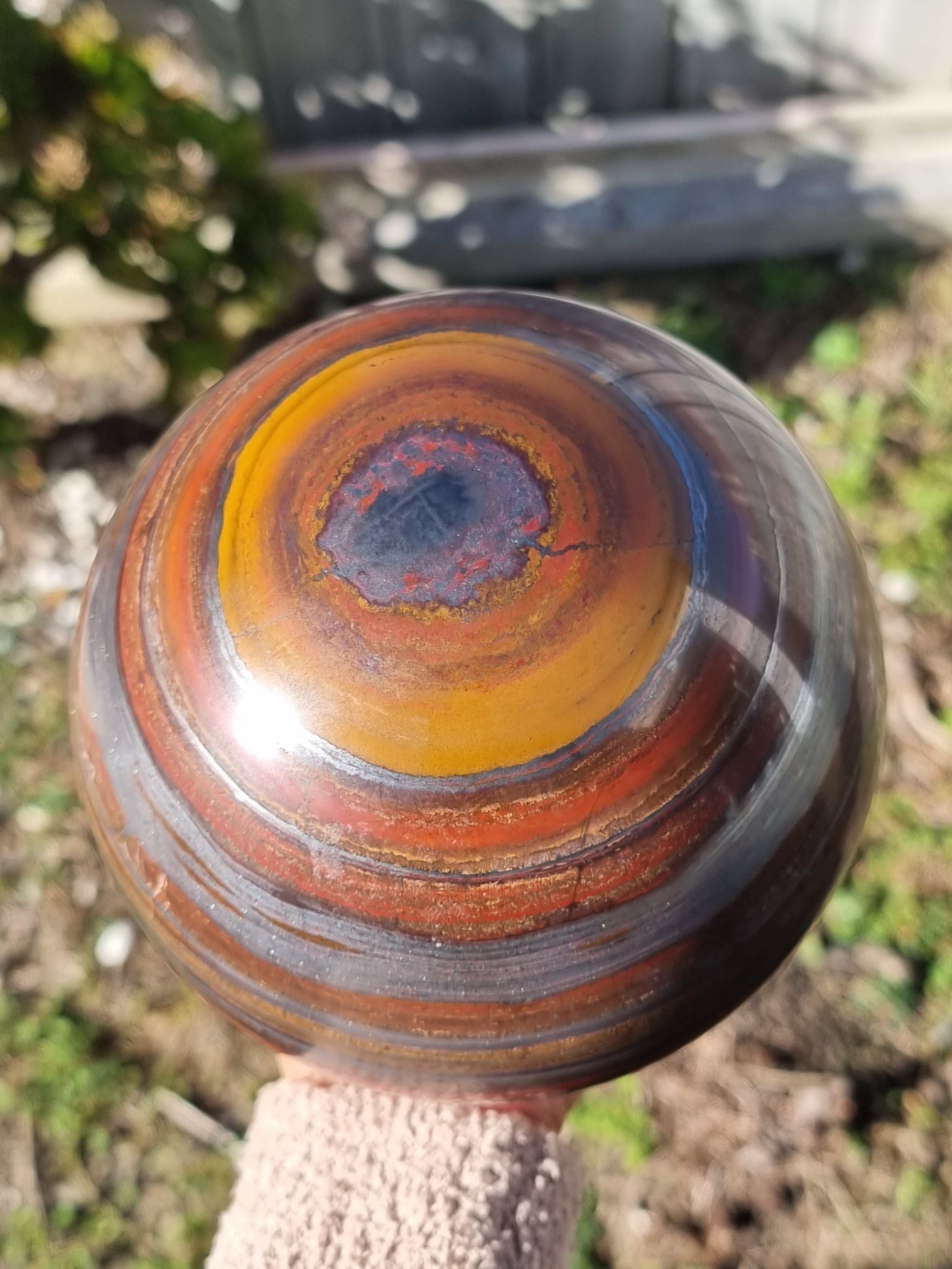 Red Tigers eye with Hematite Sphere Large