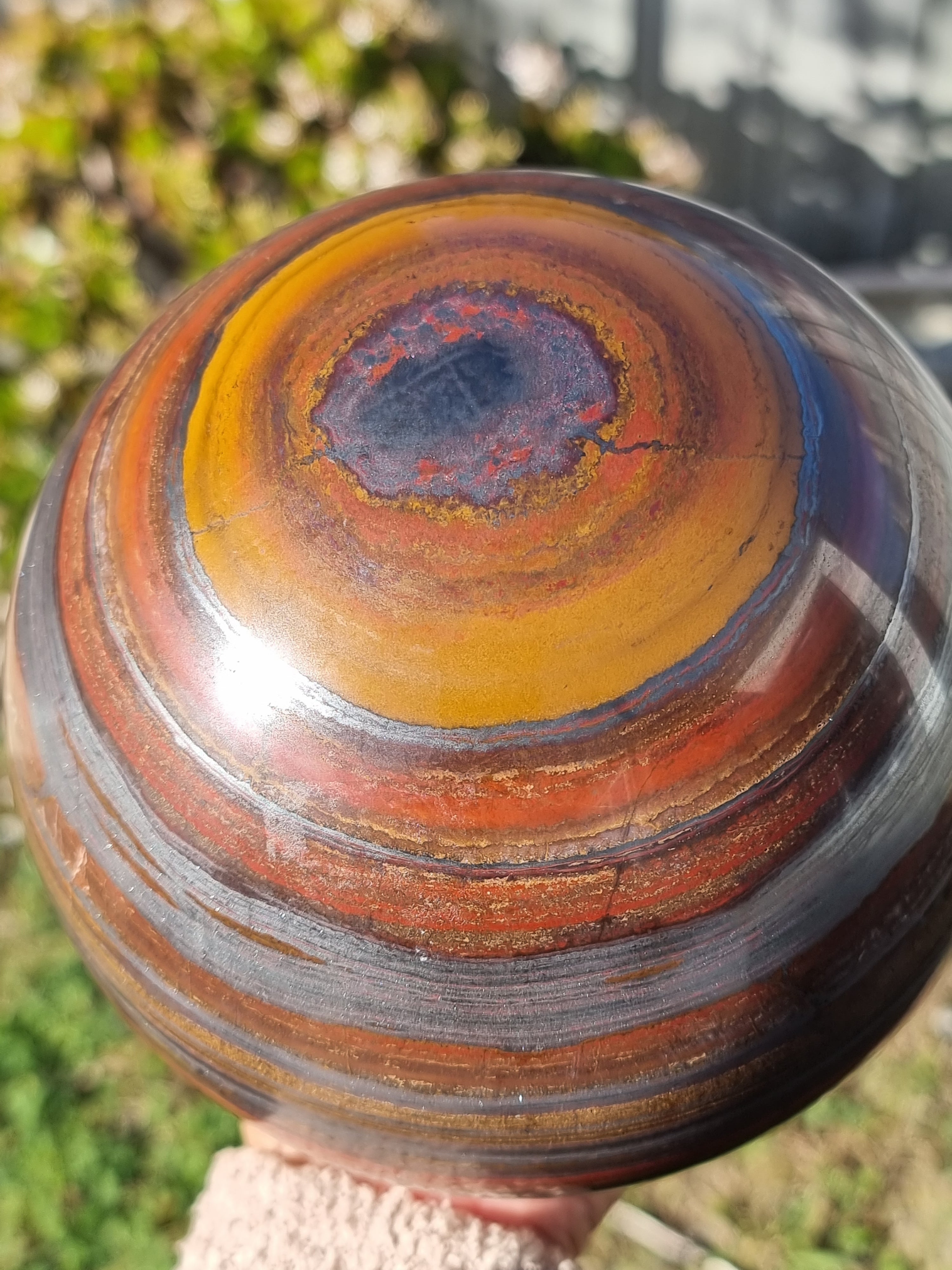 Red Tigers eye with Hematite Sphere Large