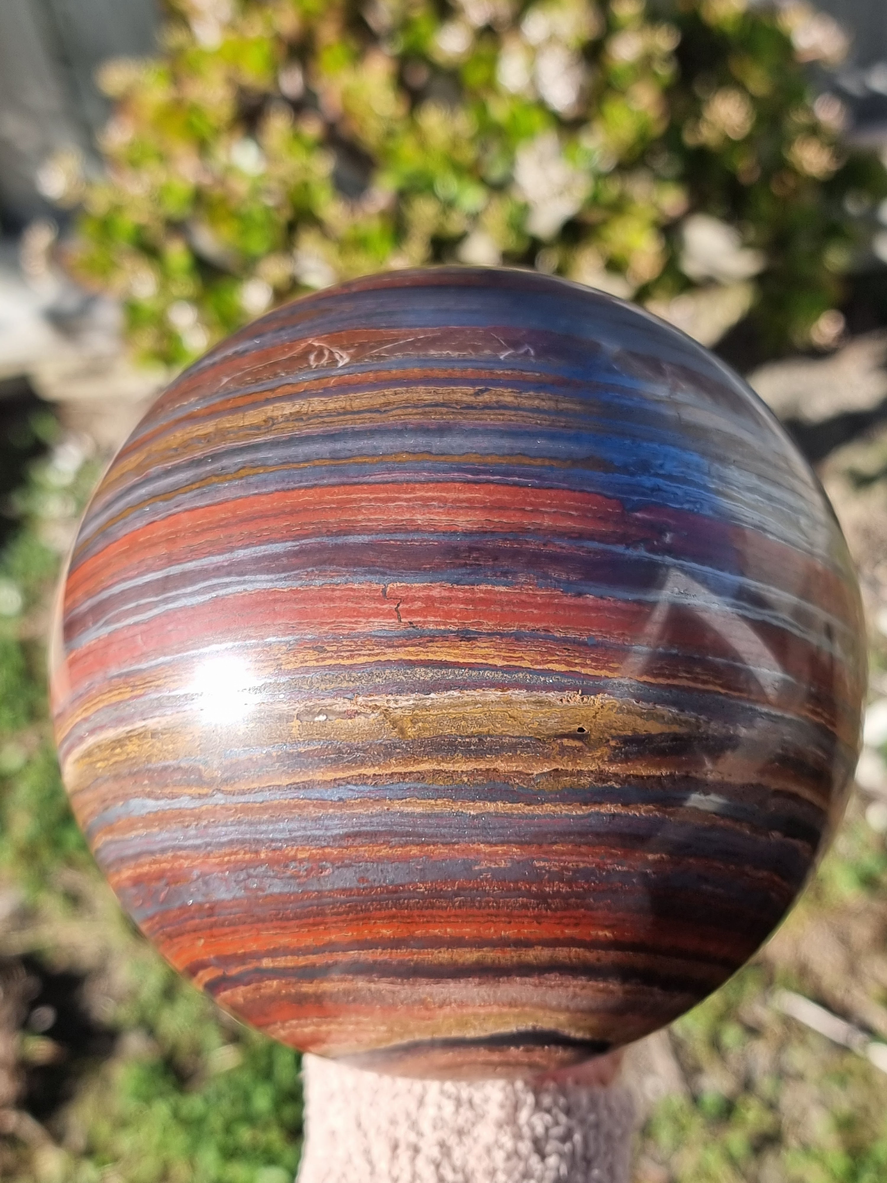 Red Tigers eye with Hematite Sphere Large