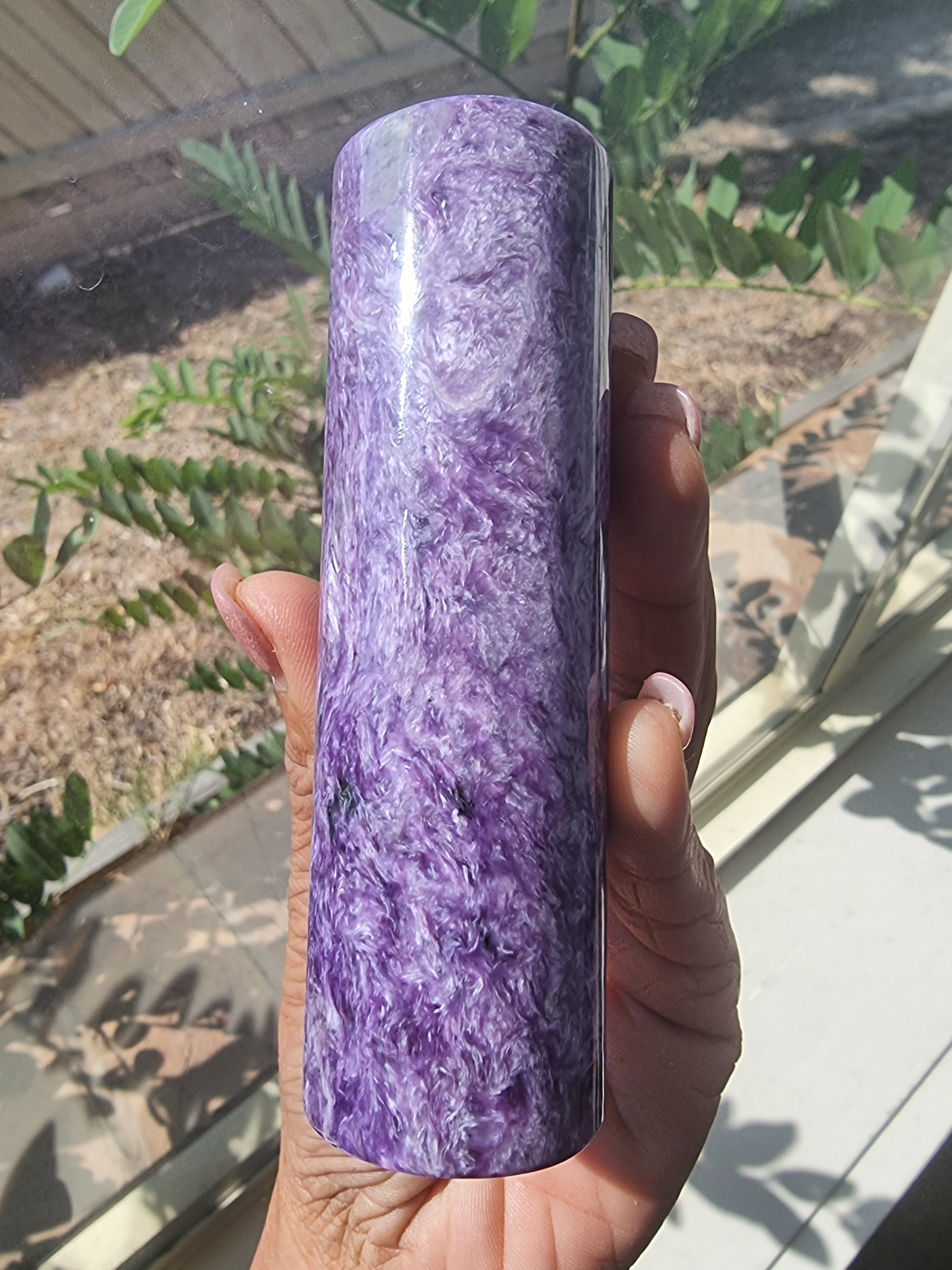 Charoite Cylinder Polished Tower