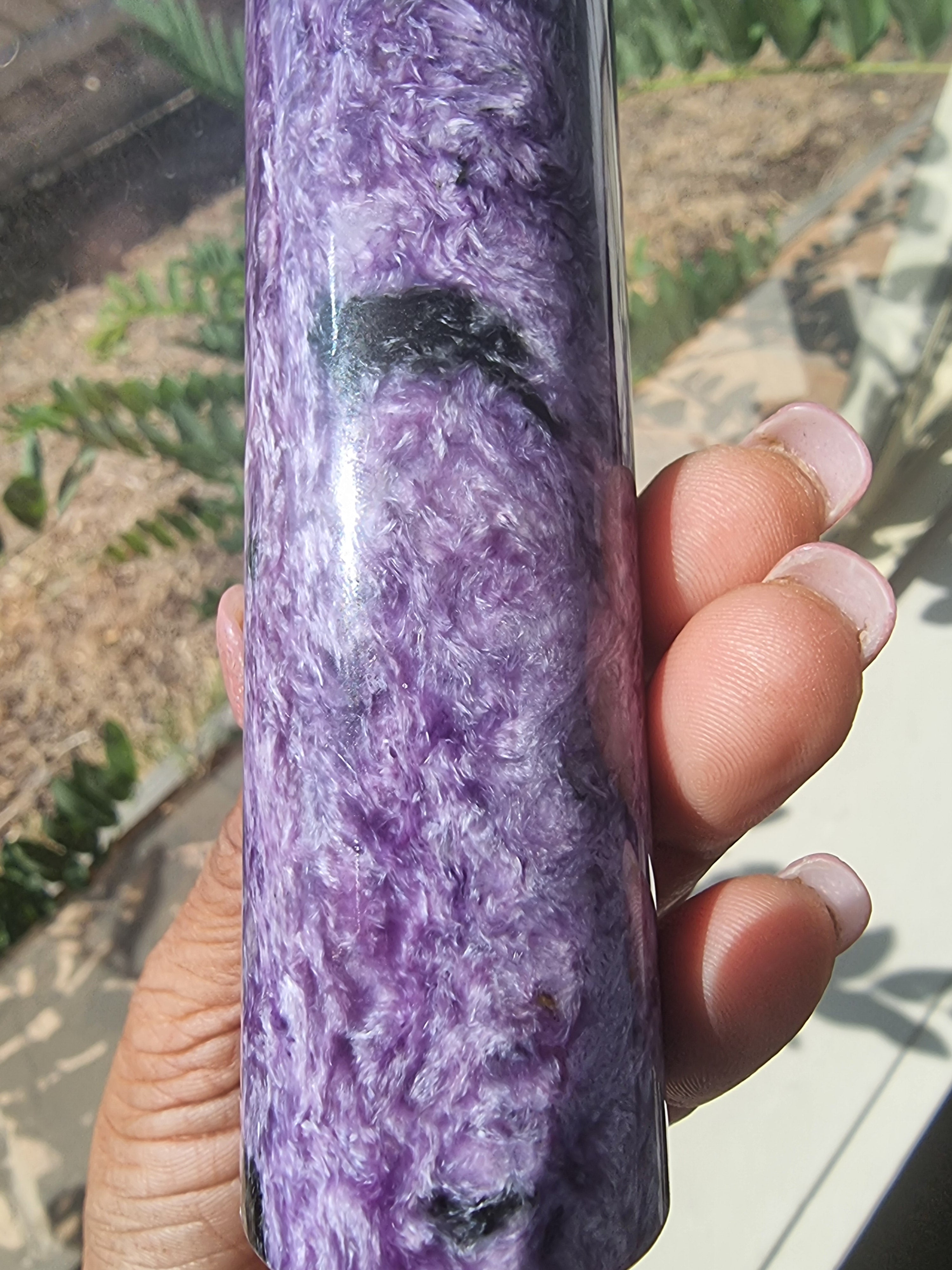 Charoite Cylinder Polished Tower