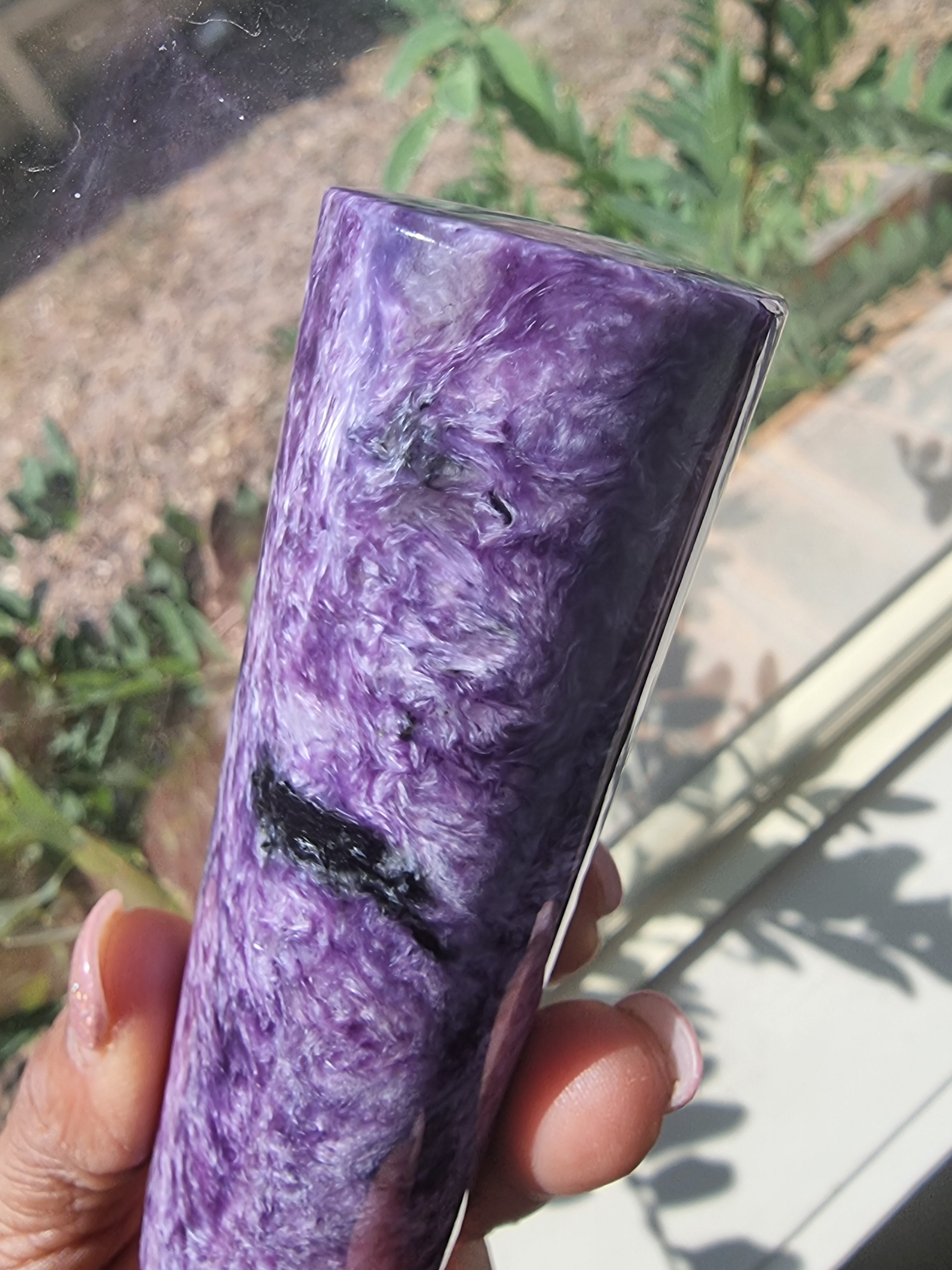 Charoite Cylinder Polished Tower