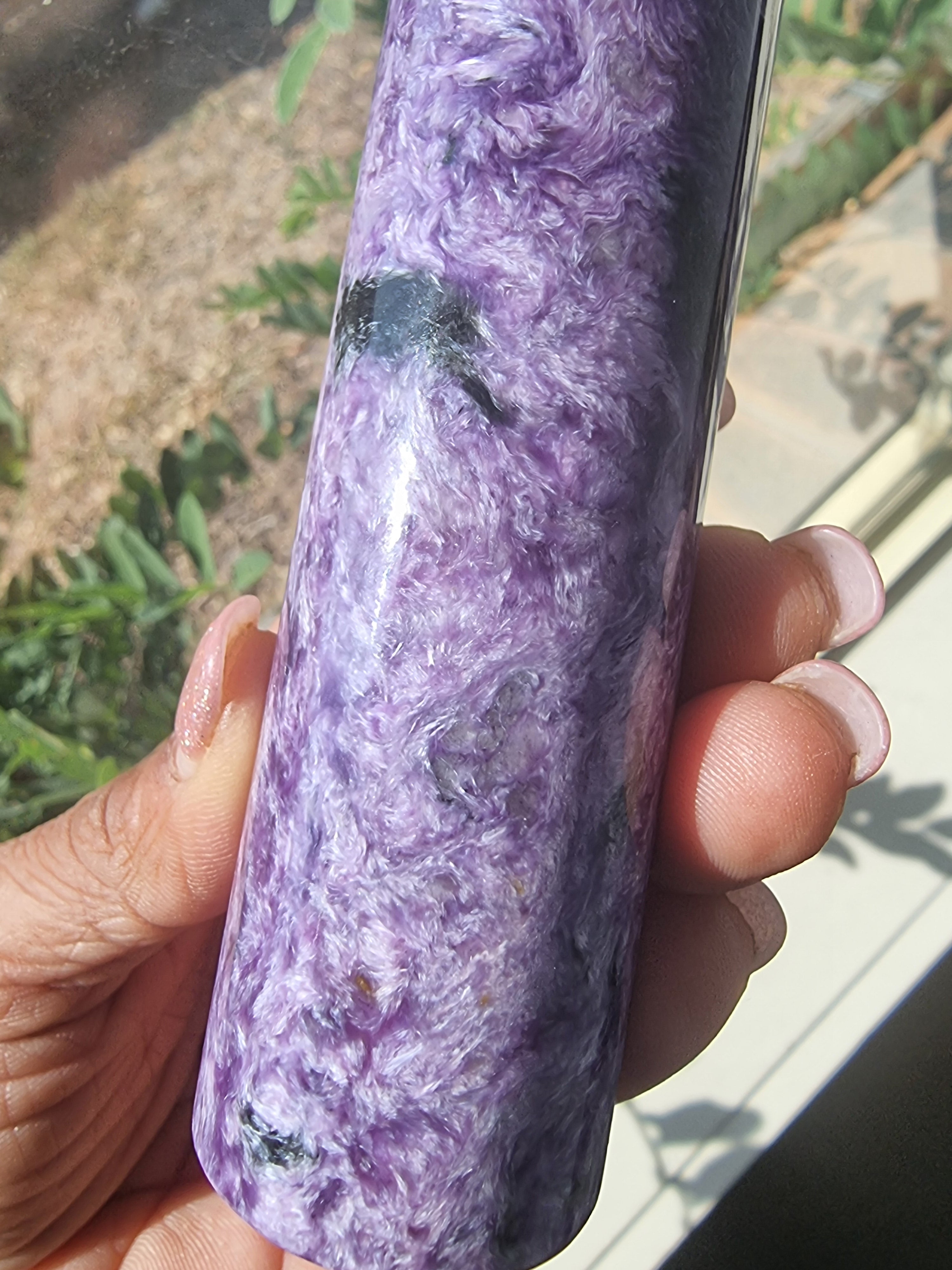 Charoite Cylinder Polished Tower