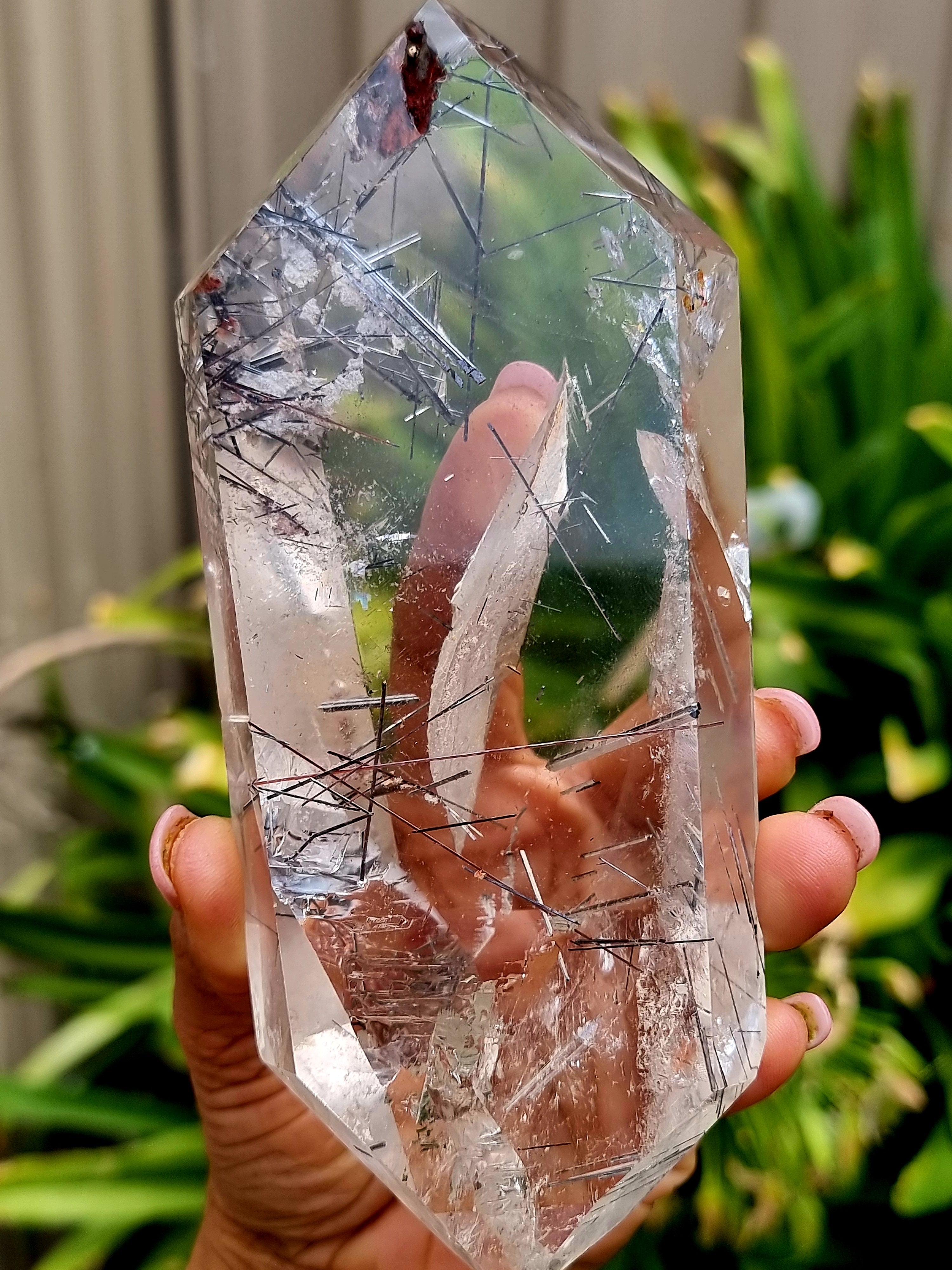 Black Tourmalated Quartz Double Terminated