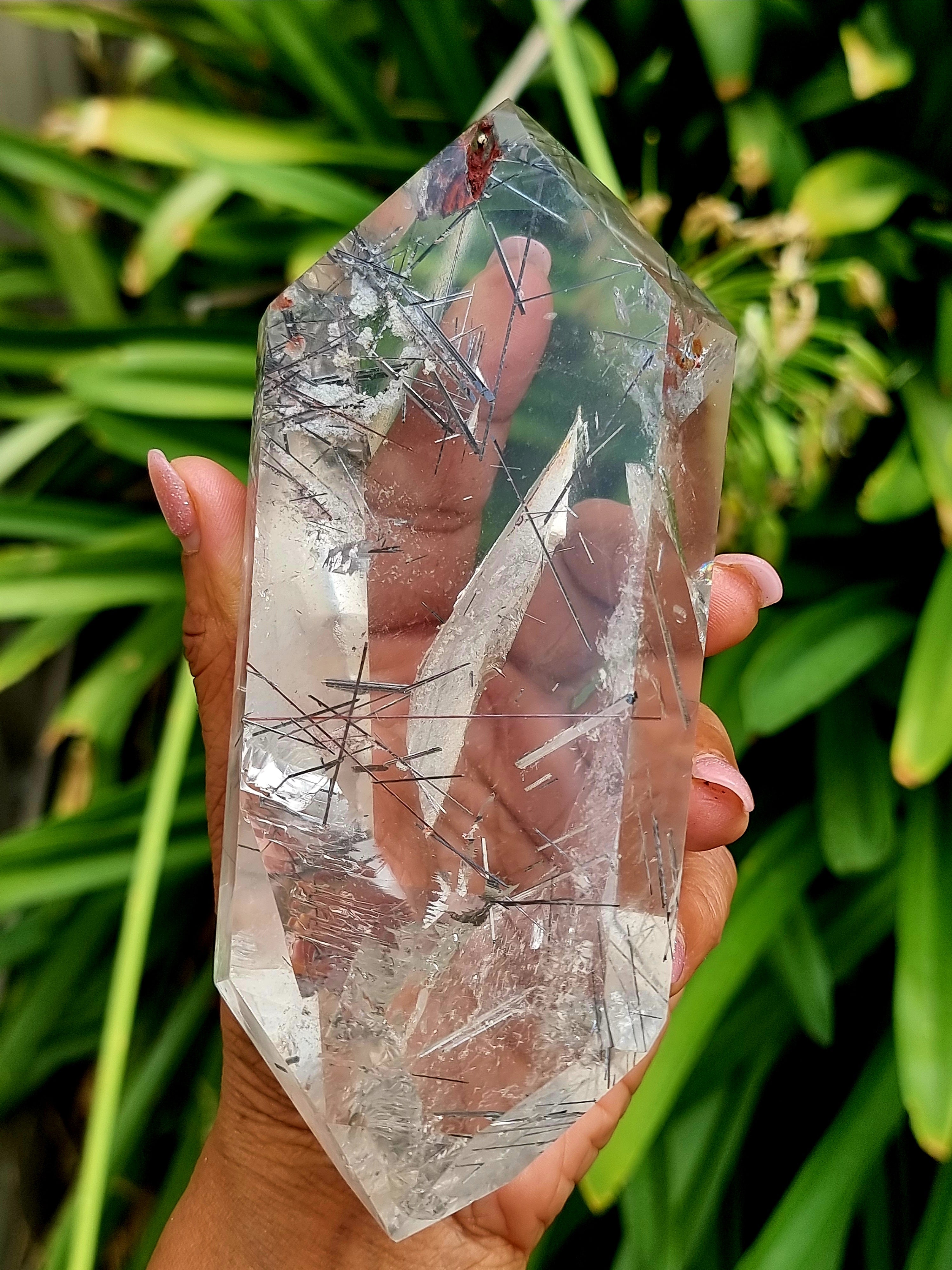 Black Tourmalated Quartz Double Terminated