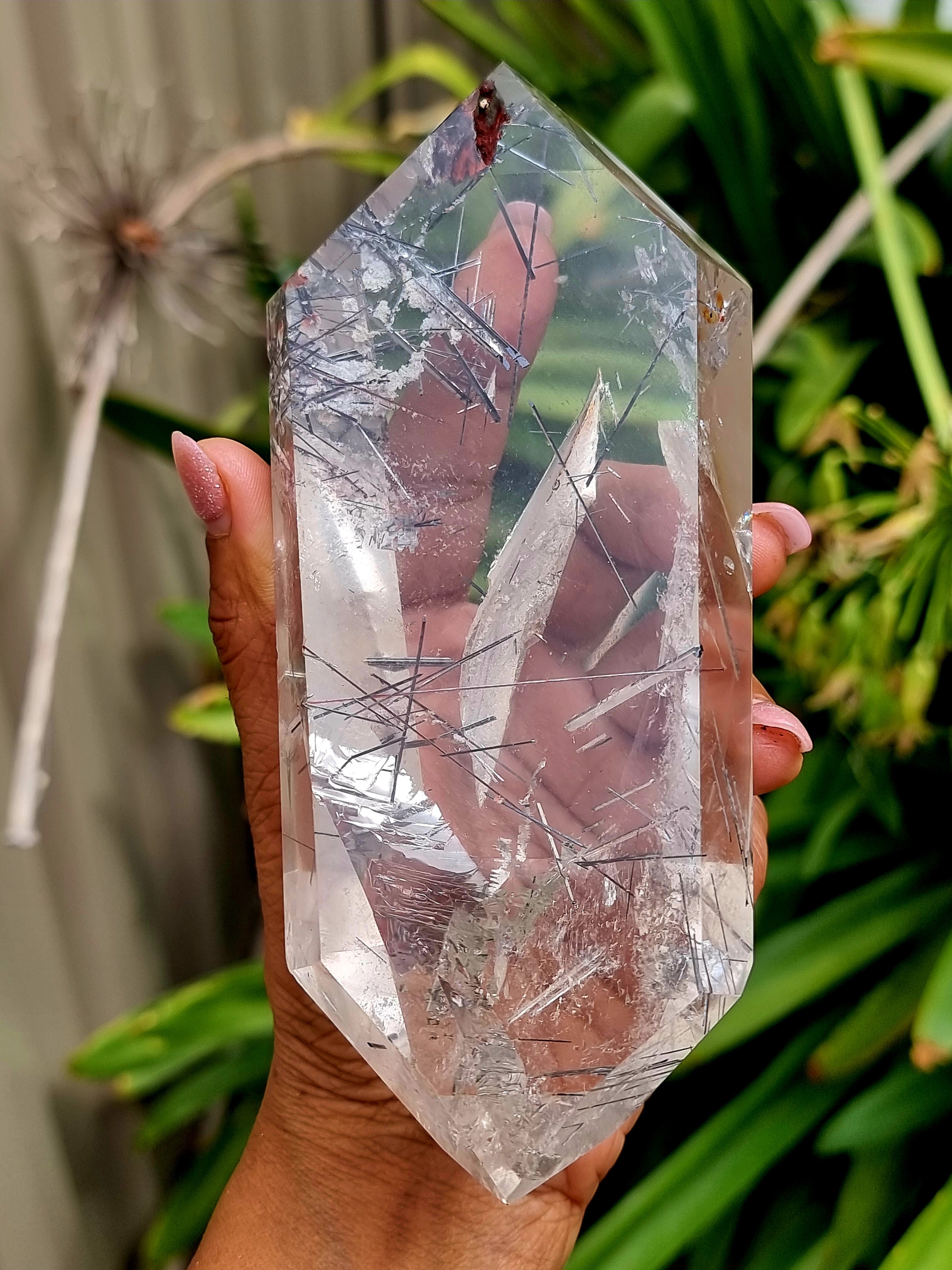 Black Tourmalated Quartz Double Terminated