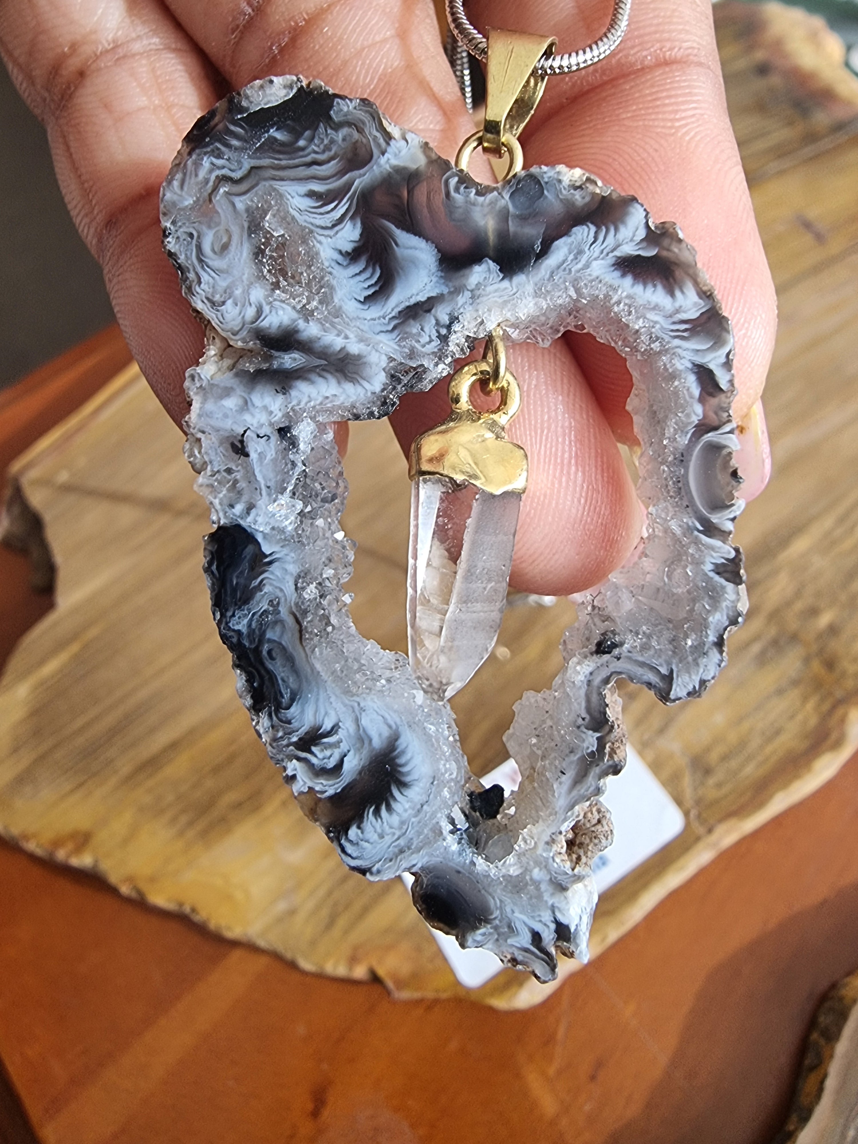 Druzy Agate Point Pendant