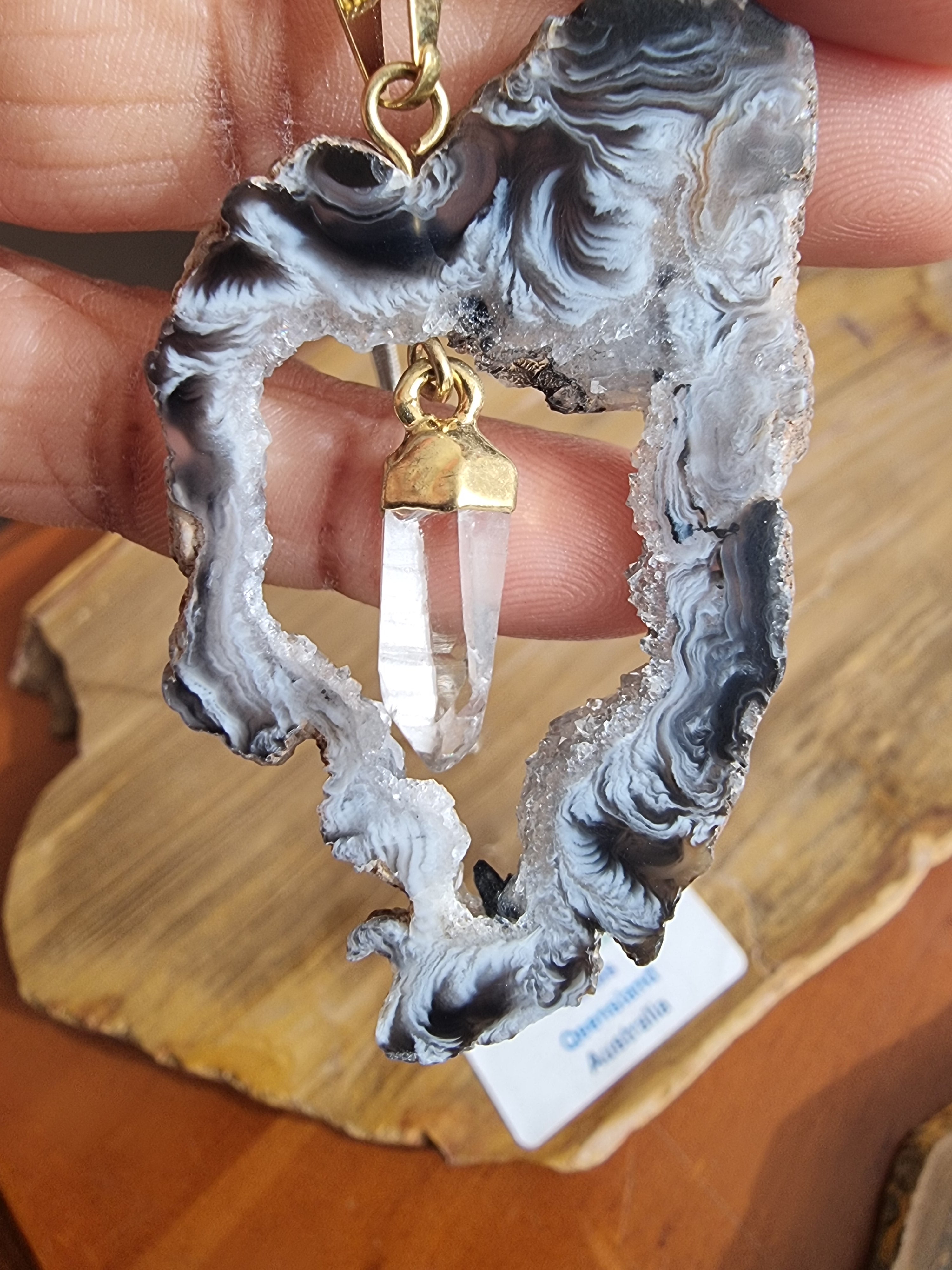 Druzy Agate Point Pendant