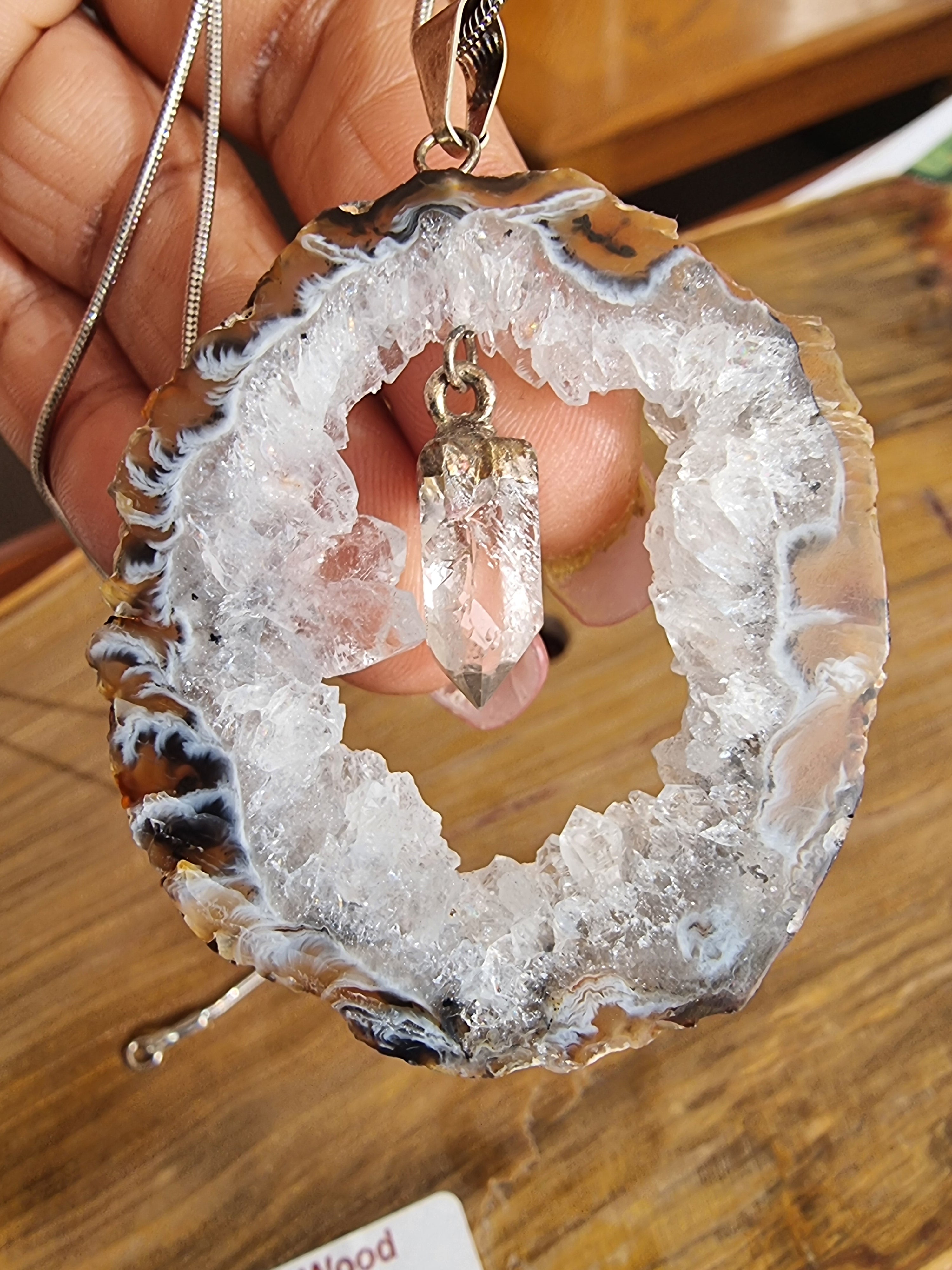 Druzy Agate Point Pendant