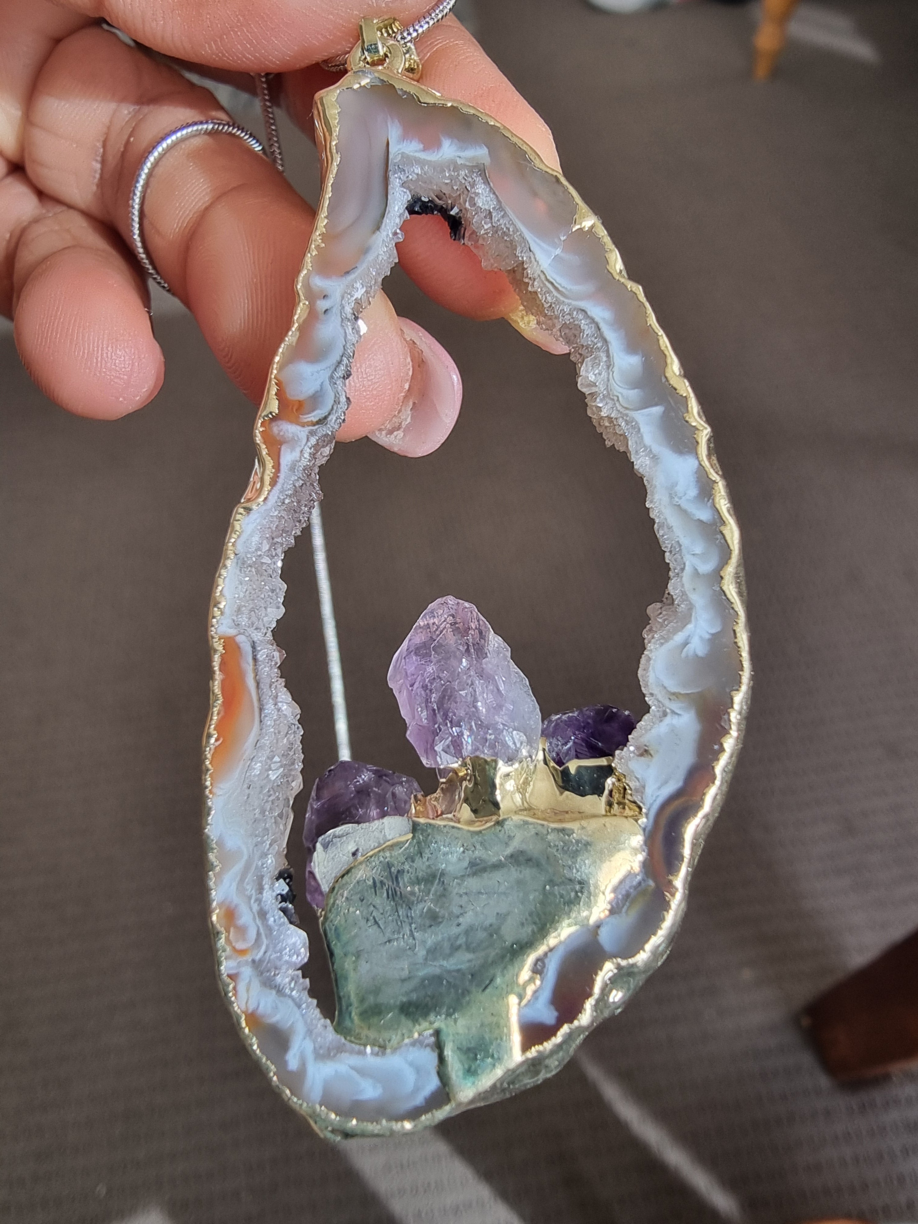Druzy Agate Point Pendant