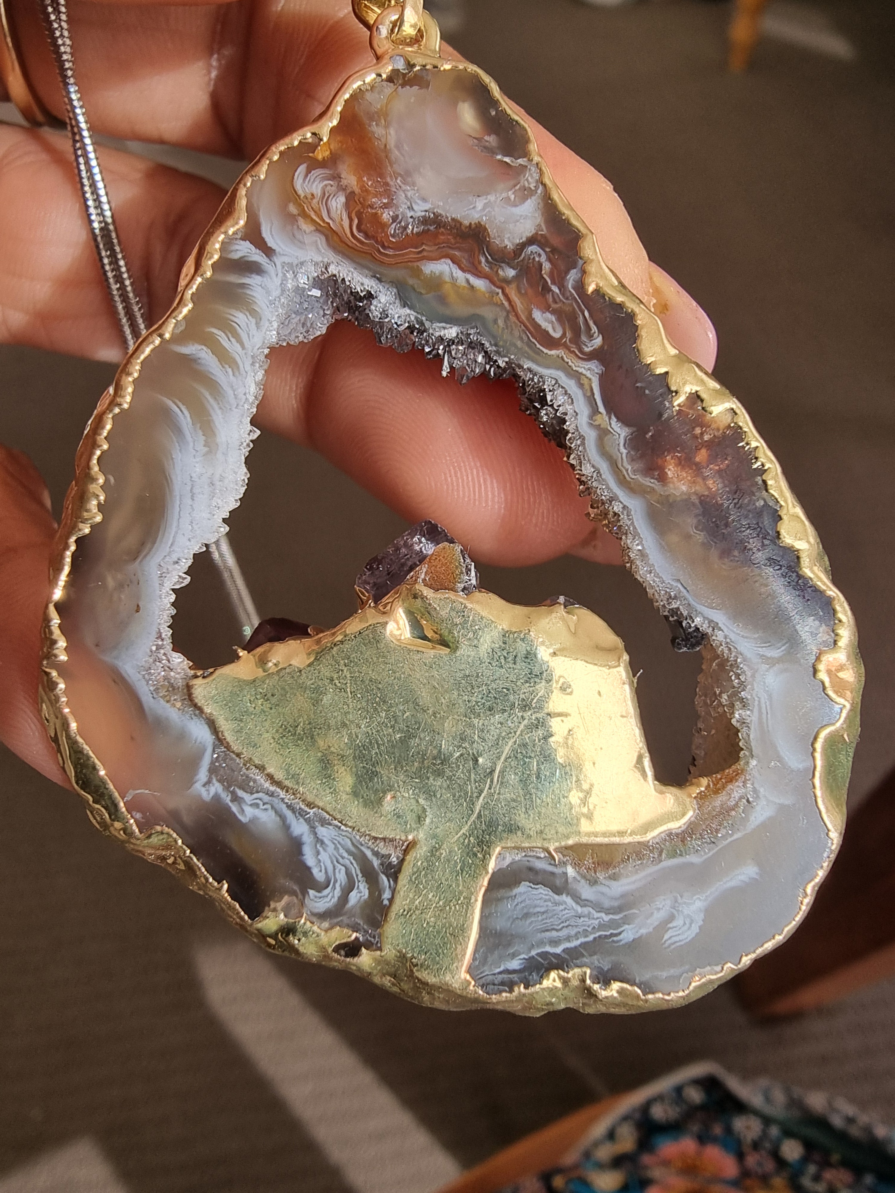 Druzy Agate Point Pendant